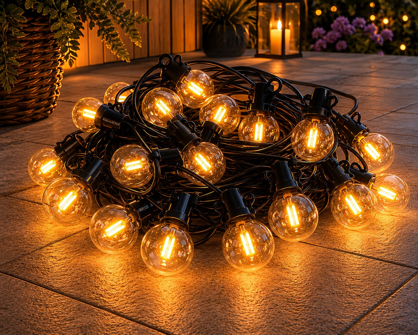 Garden Garland Outdoor Chain 20m + 20x LED Bulb G40 + 2x freebie Length 2000 cm