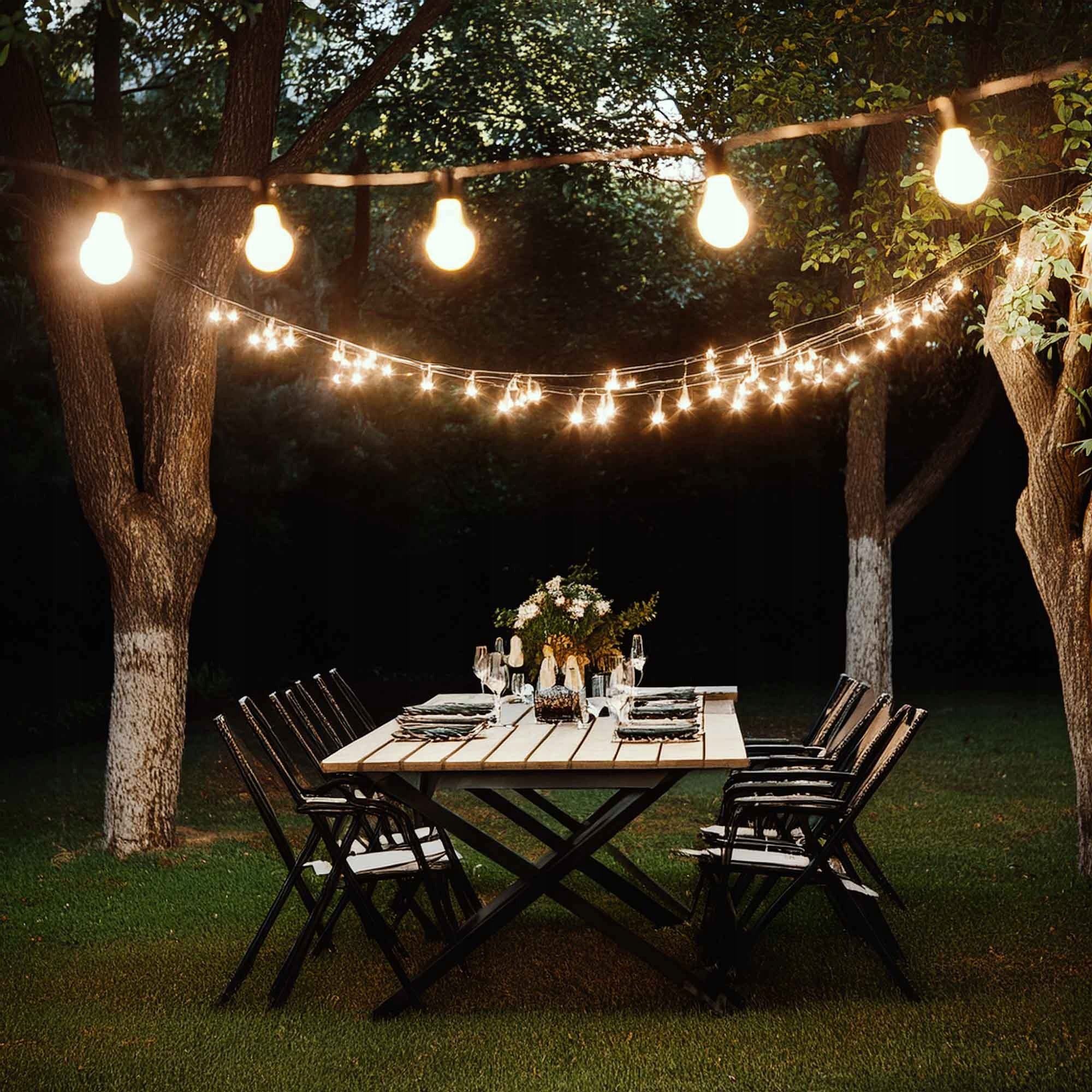 Garden Garland Solar Outdoor Lights 20m 20x LED Bulb E27 + Remote Control Brand LEDLUX