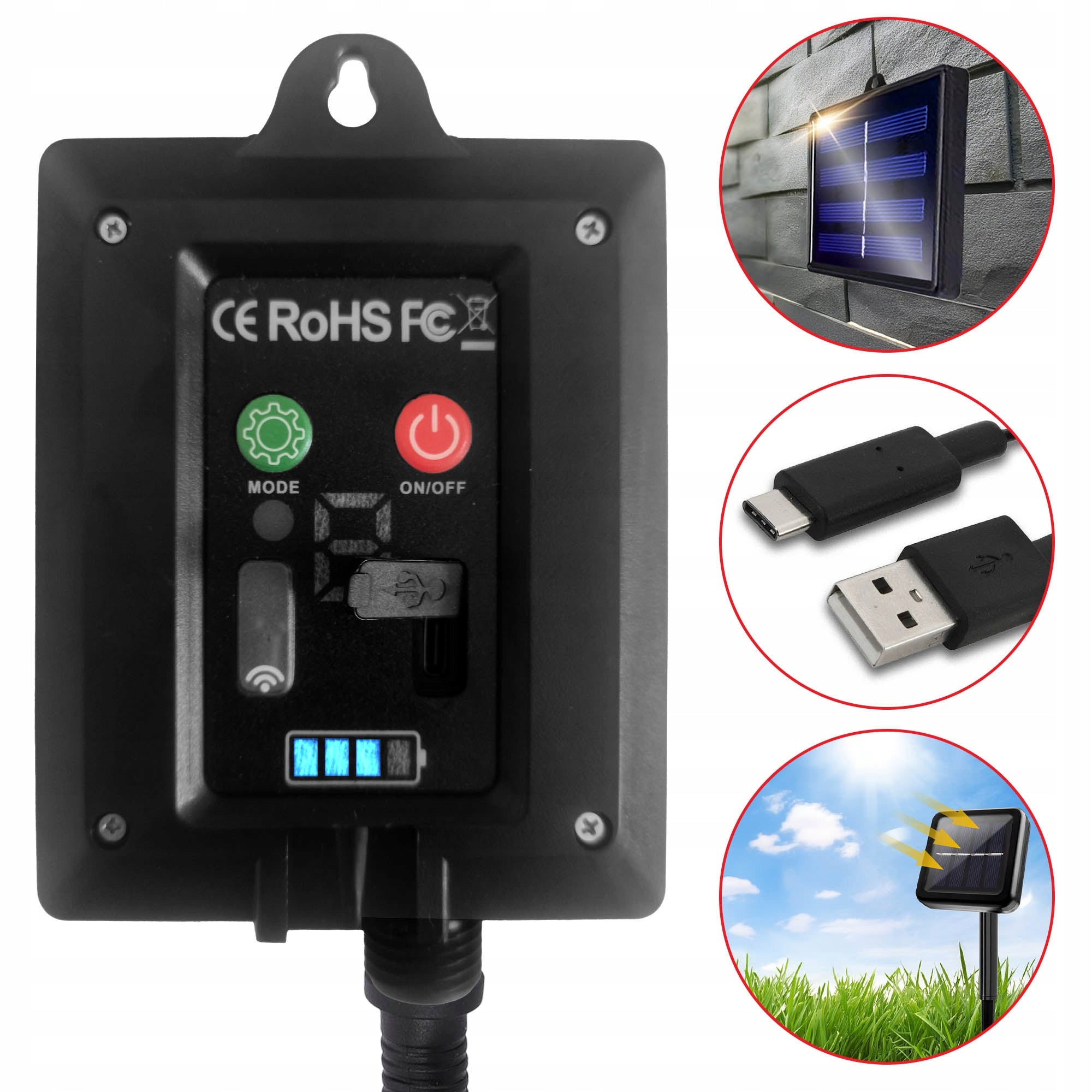 Garden Garland Solar Outdoor Lights 20m 20x LED Bulb E27 + Remote Control Globe diameter 4.5 cm