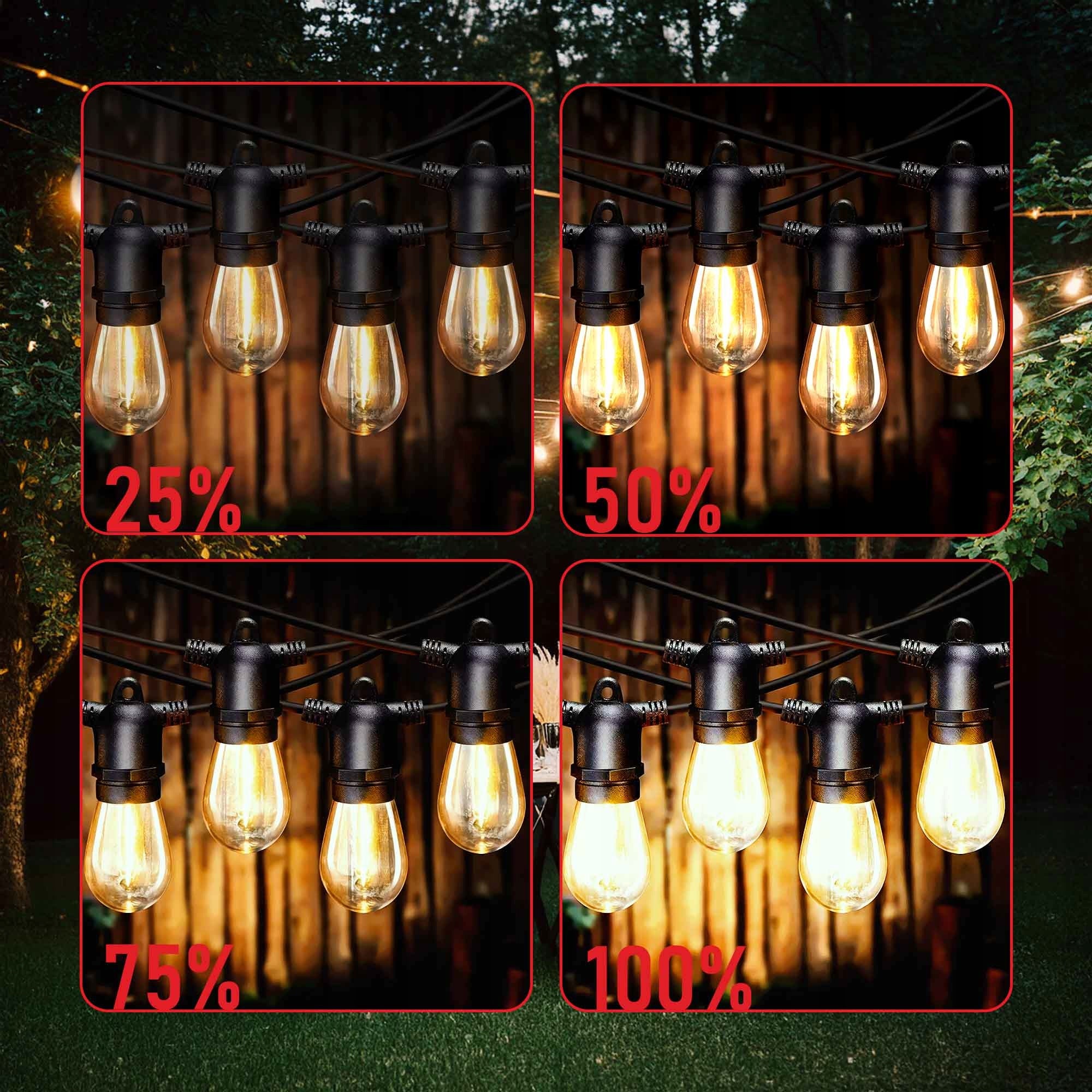 Garden Garland Solar Outdoor Lights 20m 20x LED Bulb E27 + Remote Control Length 2000 cm
