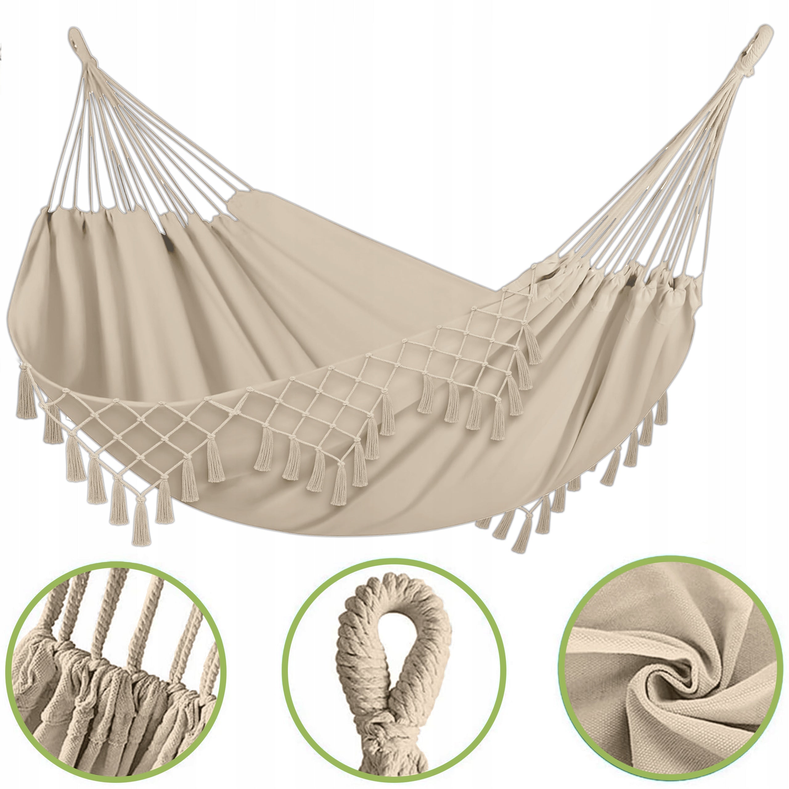 Garden Hammock Tourist Brazilian Swing BOHO + BAG 150x190 120kg