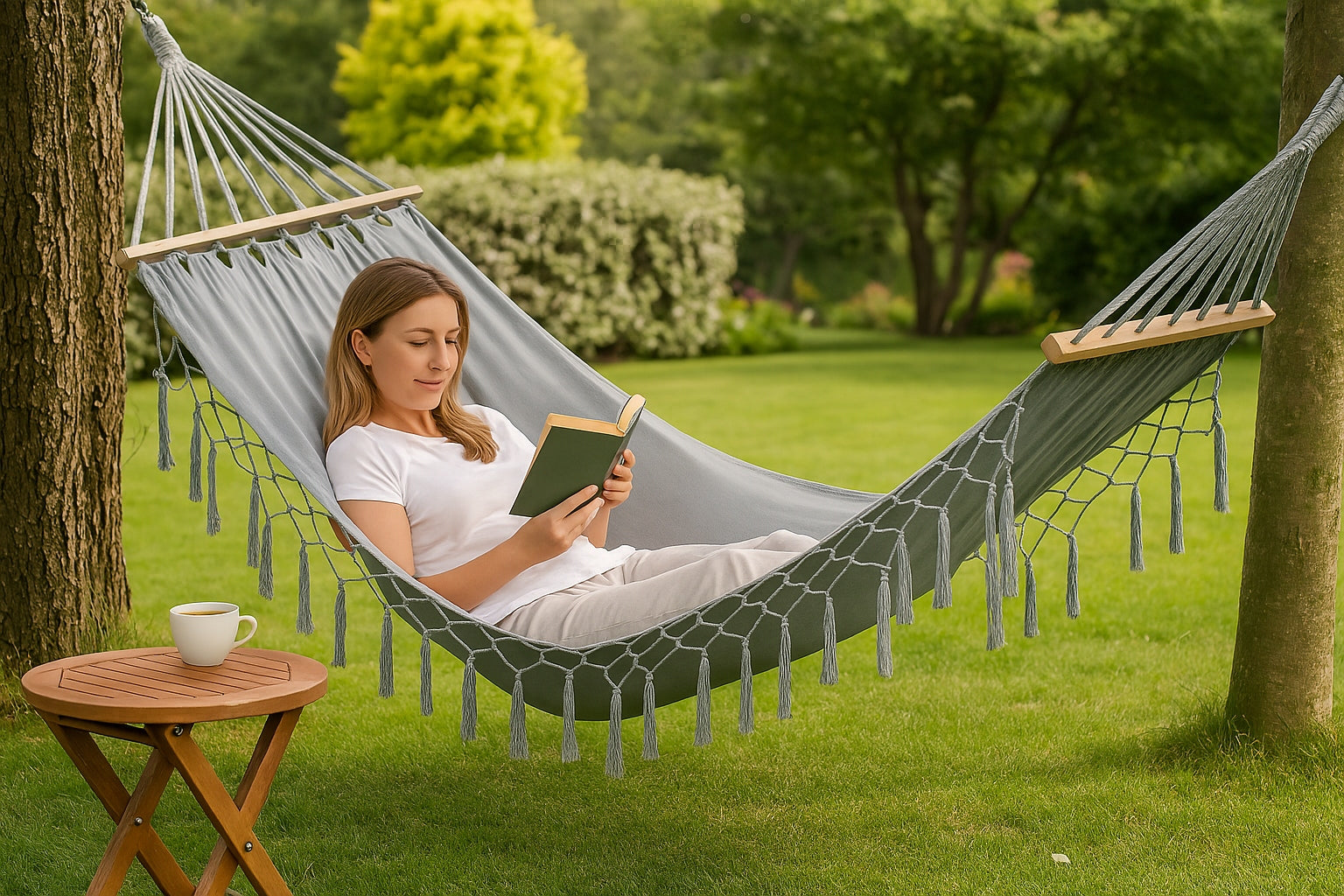 Garden Hammock with Crossbars + Cover and Mounting Kit Freebie 160kg Packaging status original