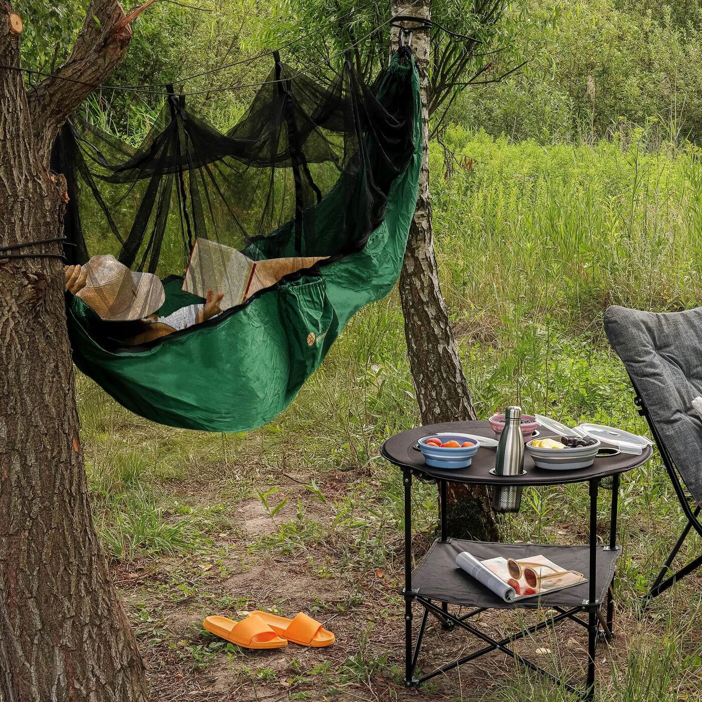 Garden Hammock with MOSQUITO NET Green Tourist Tadar Camping 270 x 140 cm Packaging status original