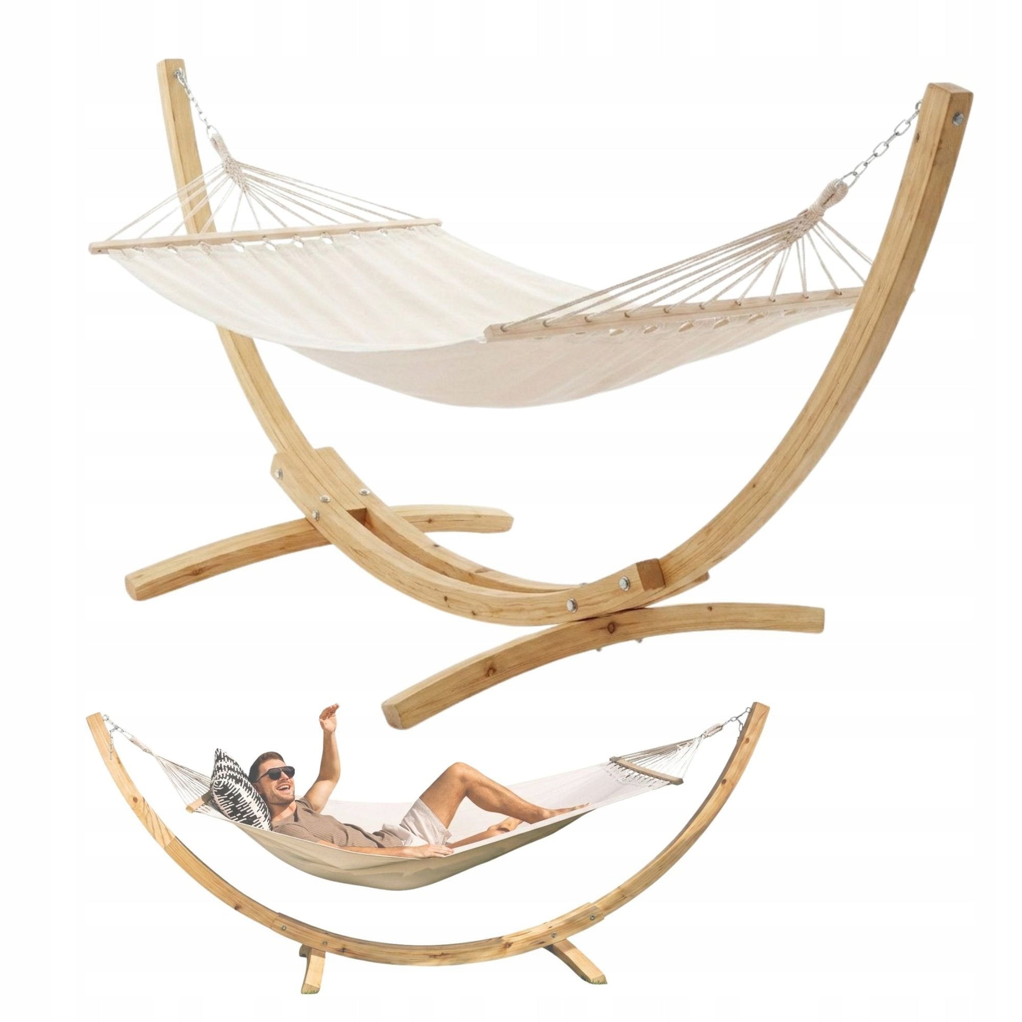 Garden Hammock with Wooden Frame 1 pers. Frame Up to 150kg Trevia di volio
