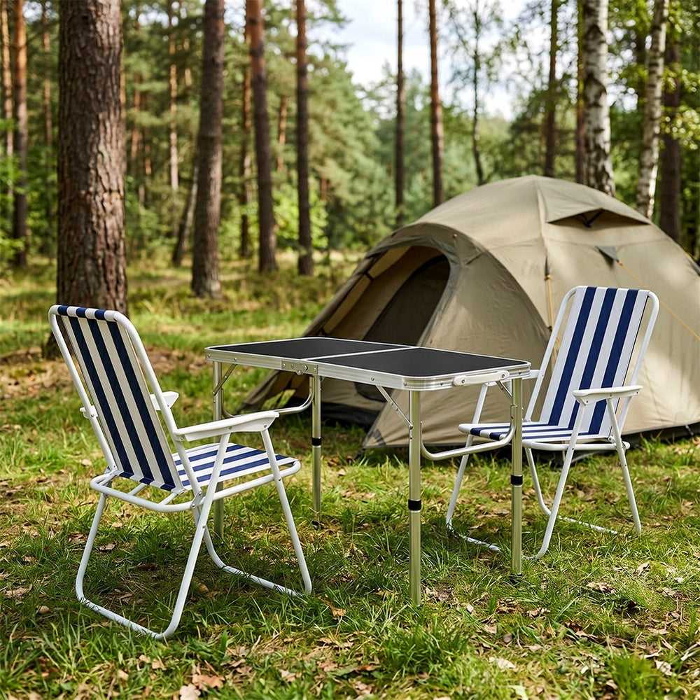 Garden Hiking Furniture Camping Balcony Table + 2x Folding Chairs Packaging status original