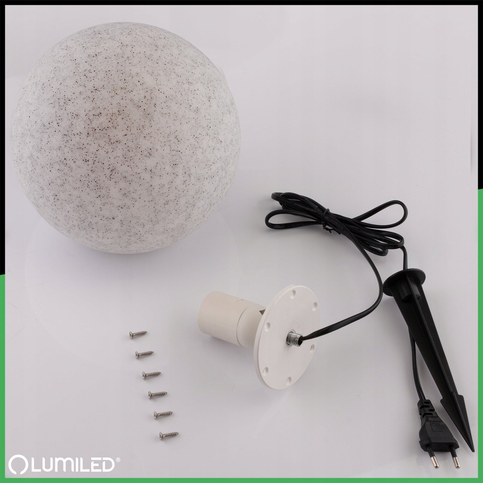 Garden Lamp BALL 230V 20CM TERRESTRIAL HAMMERED LED E27 STONE WIRE Color gray
