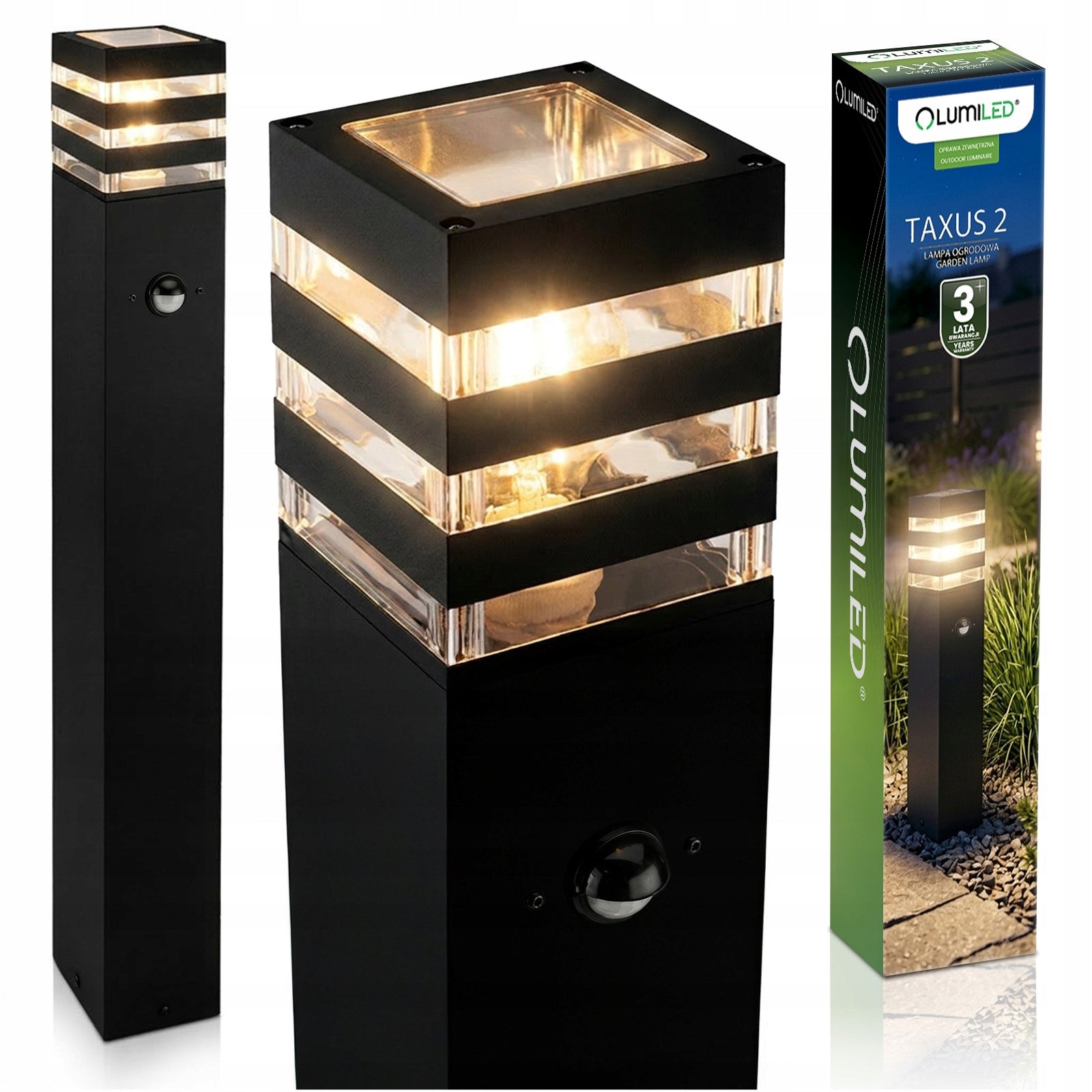 Garden Lamp E27 LED Standing OUTDOOR POST 60cm with MOTION SENSOR