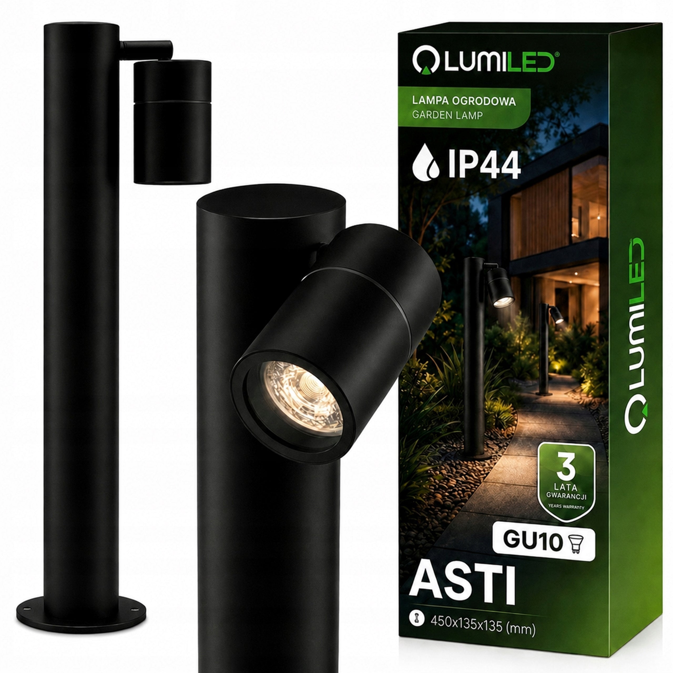 Garden Lamp Fixture POST Outdoor Headlight for LED GU10 Standing 45 cm