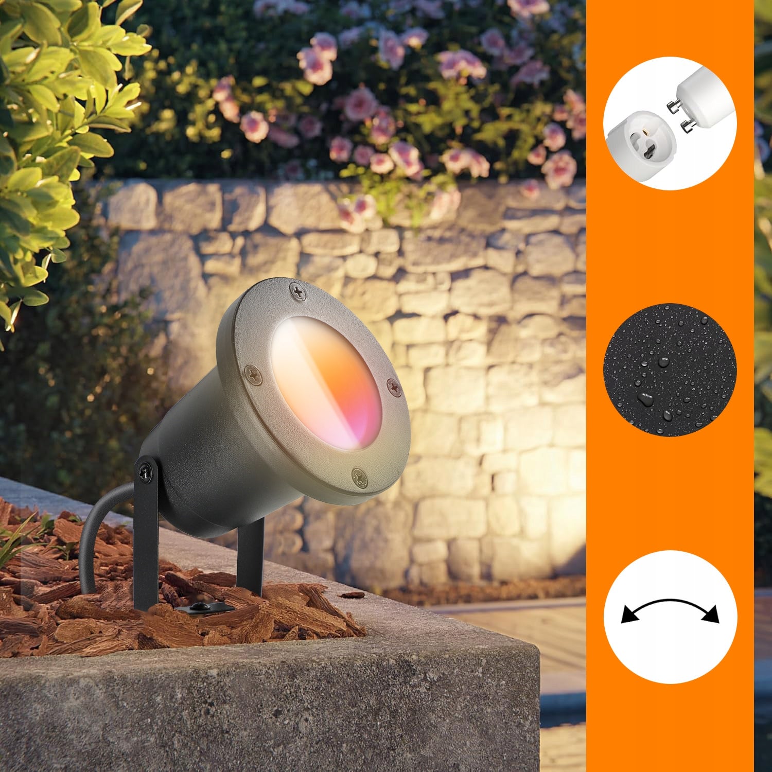Garden Lamp LED Headlight GU10 Outdoor + LED Bulb 5W RGB TUYA Packaging status original