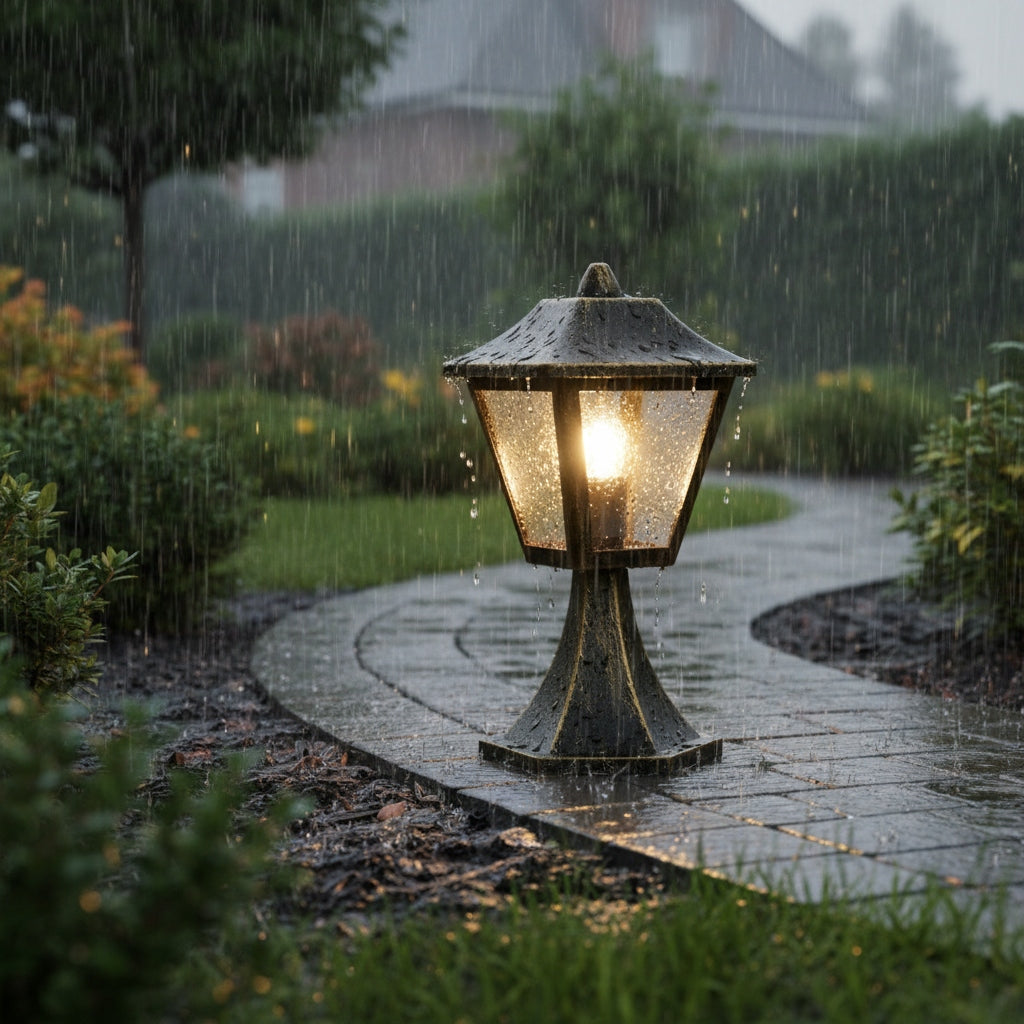 Garden Lamp Outdoor Lantern Standing E27 Black Gold IP44 Osram Product height 32.5 cm