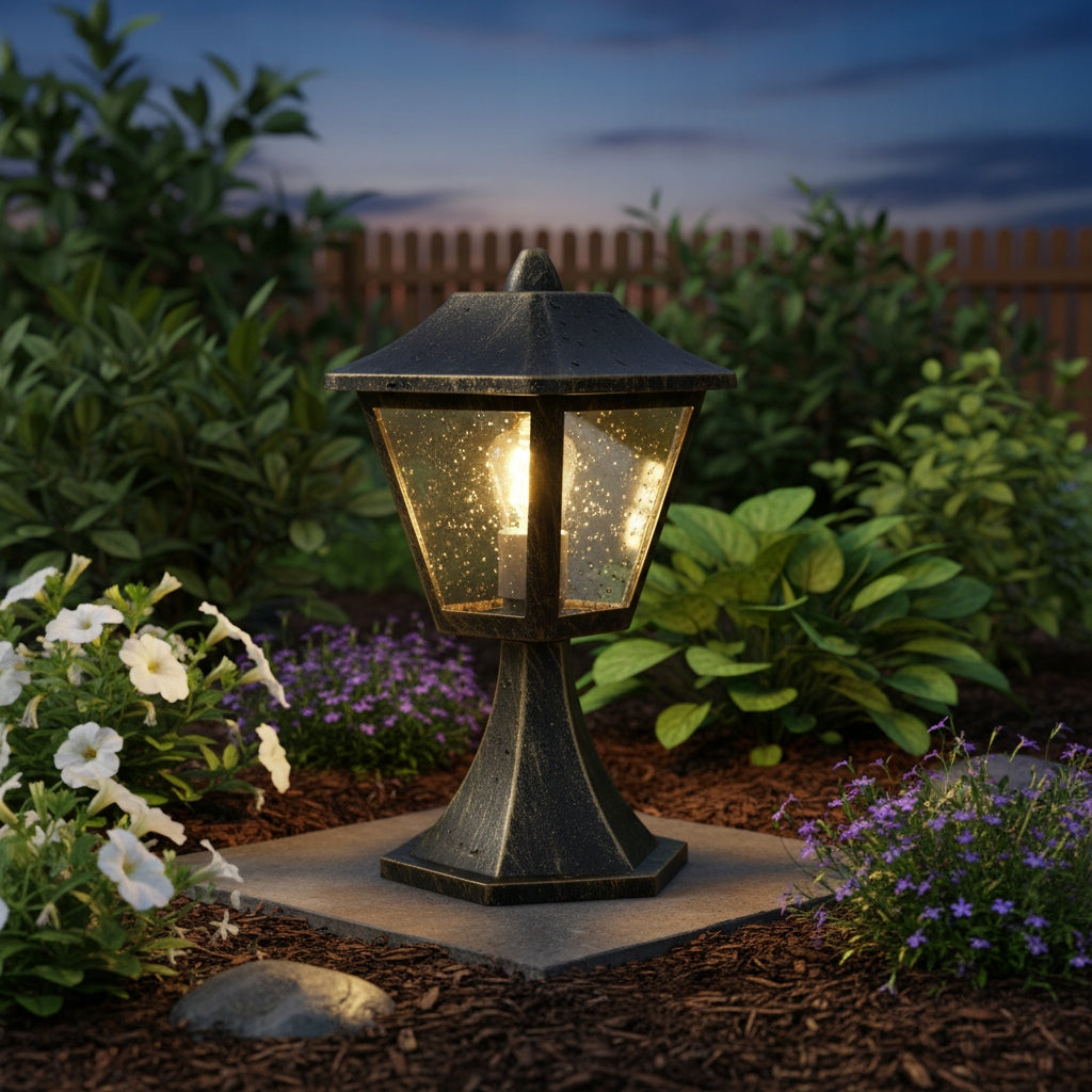 Garden Lamp Outdoor Lantern Standing E27 Black Gold IP44 Osram Product weight with unit packaging 0.555 kg