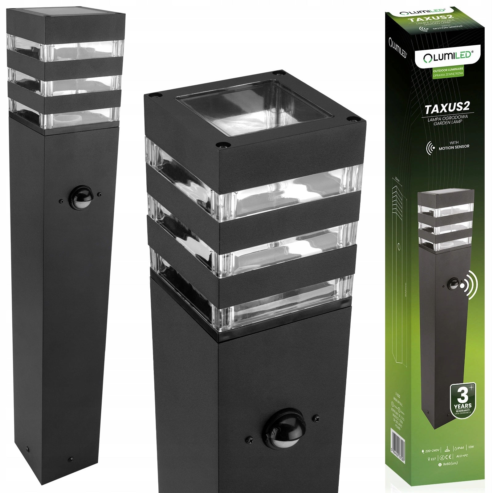 Garden Lamp Outdoor Standing Post E27 LED Motion Sensor TAXUS 2 80cm