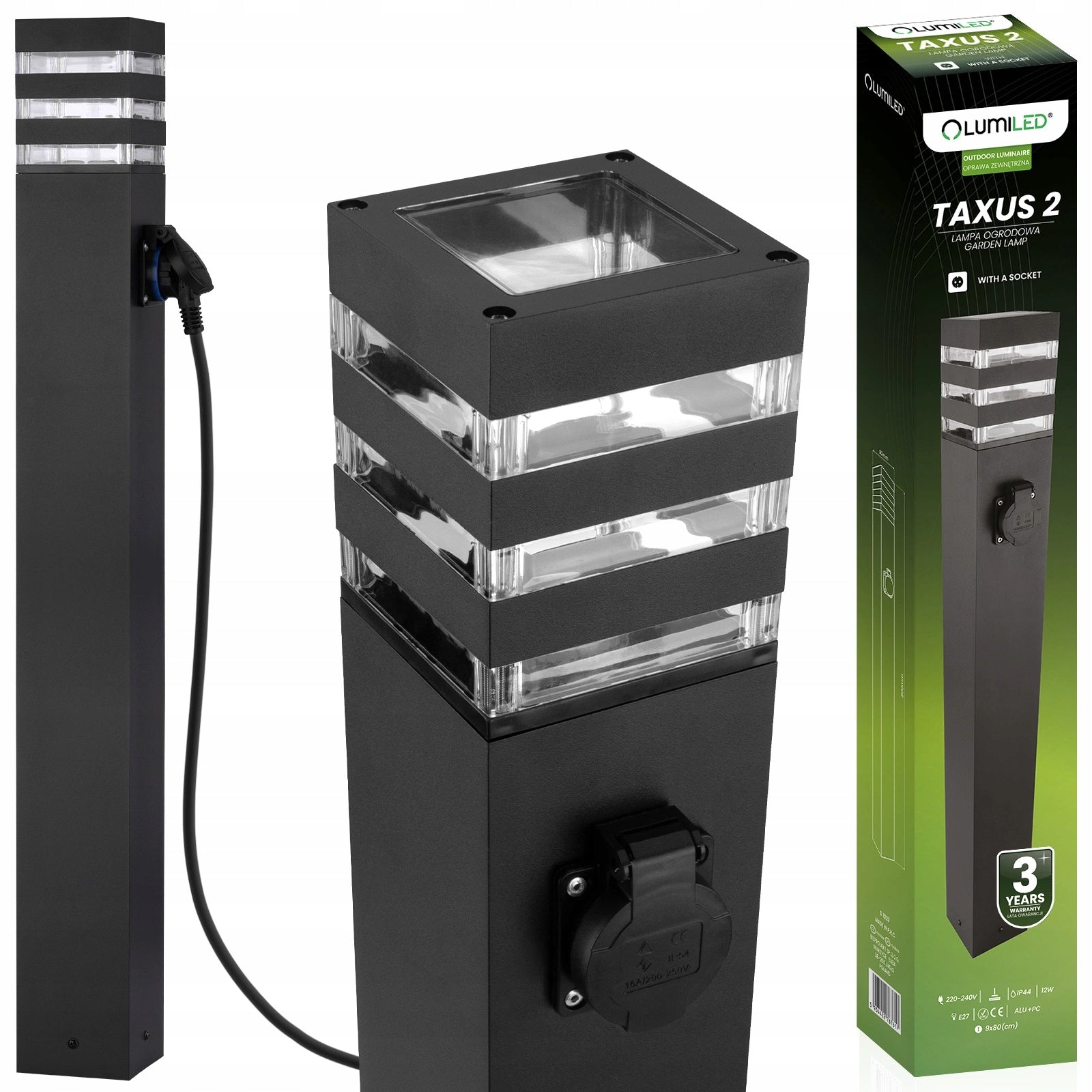 Garden Lamp Outdoor Standing Post E27 LED with TAXUS Socket 2 80cm