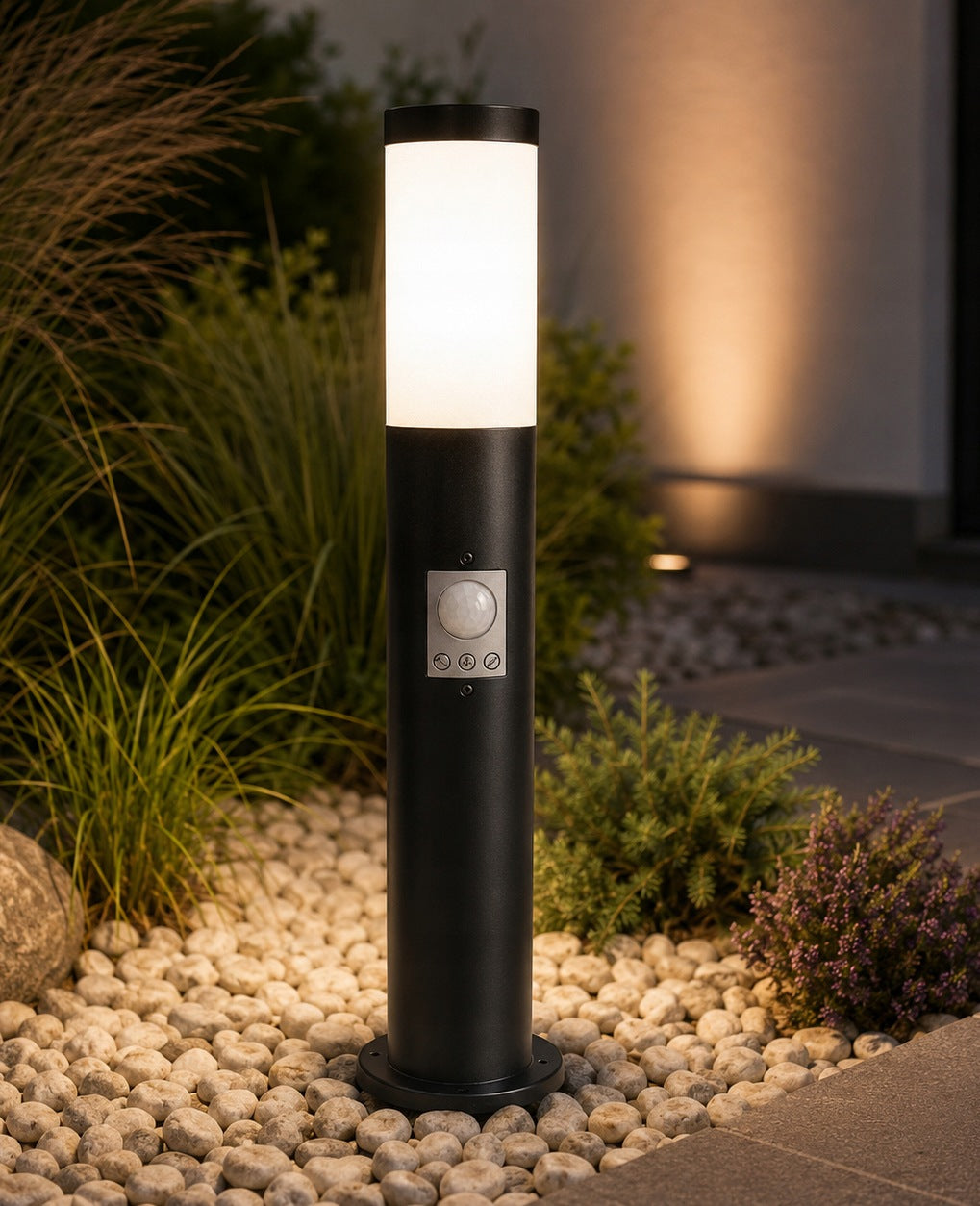 Garden Lamp Post 45 cm PIR E27 IP44 Black Motion and Twilight Sensor Packaging status original