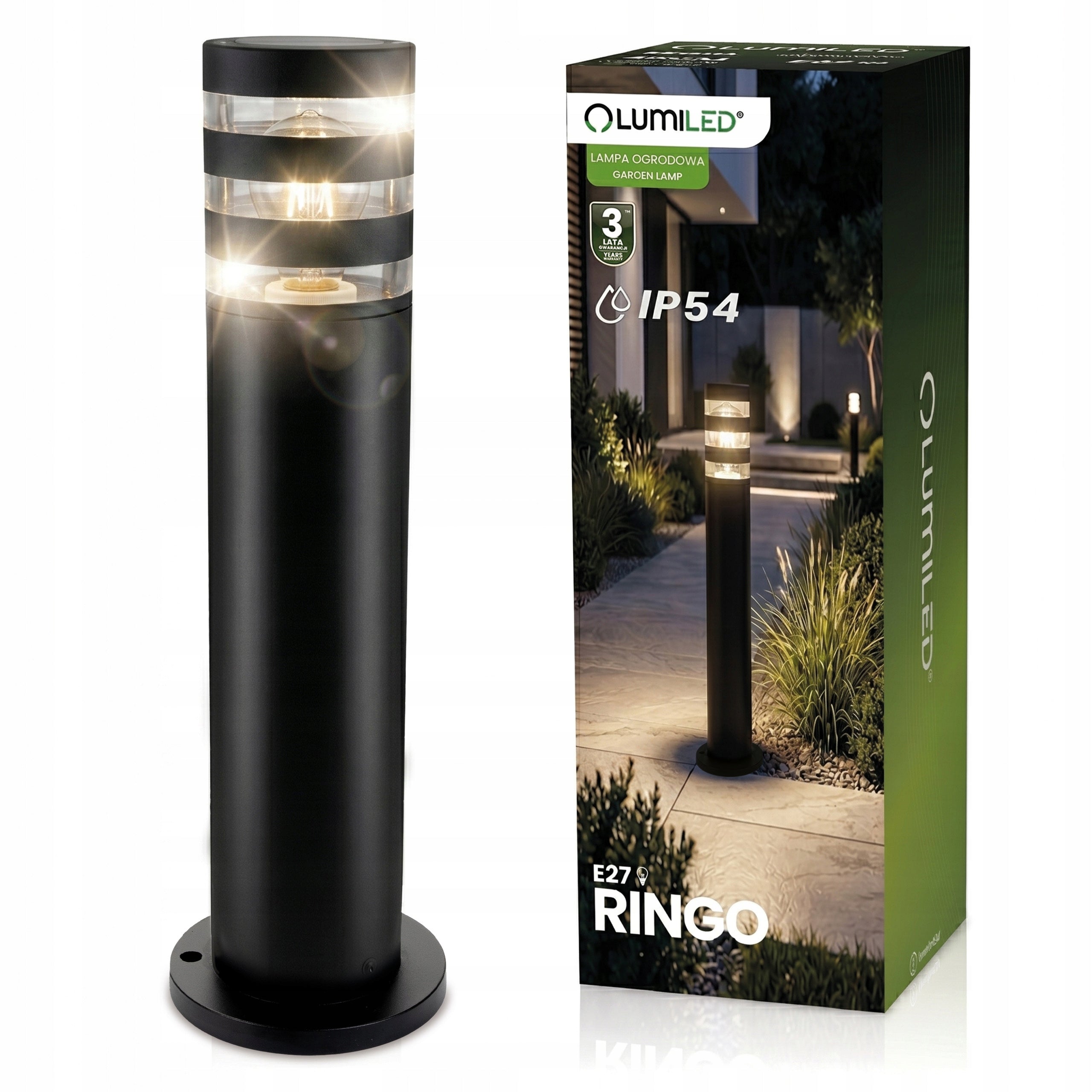 Garden Lamp Standing Outdoor Post IP54 to E27 LED 40cm HERMETIC