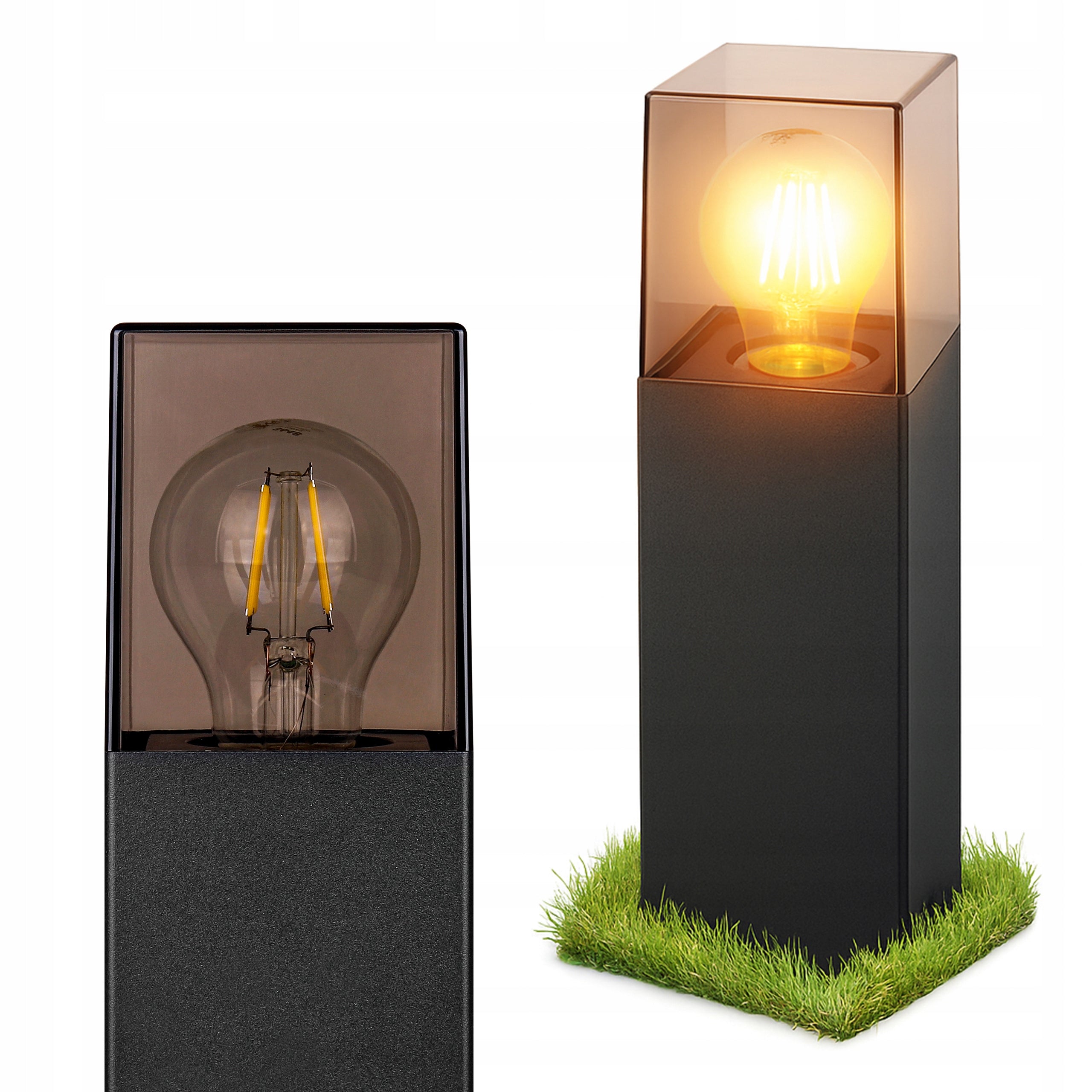 Garden Lamp Standing Post 30cm Outdoor E27 Black LED Filament