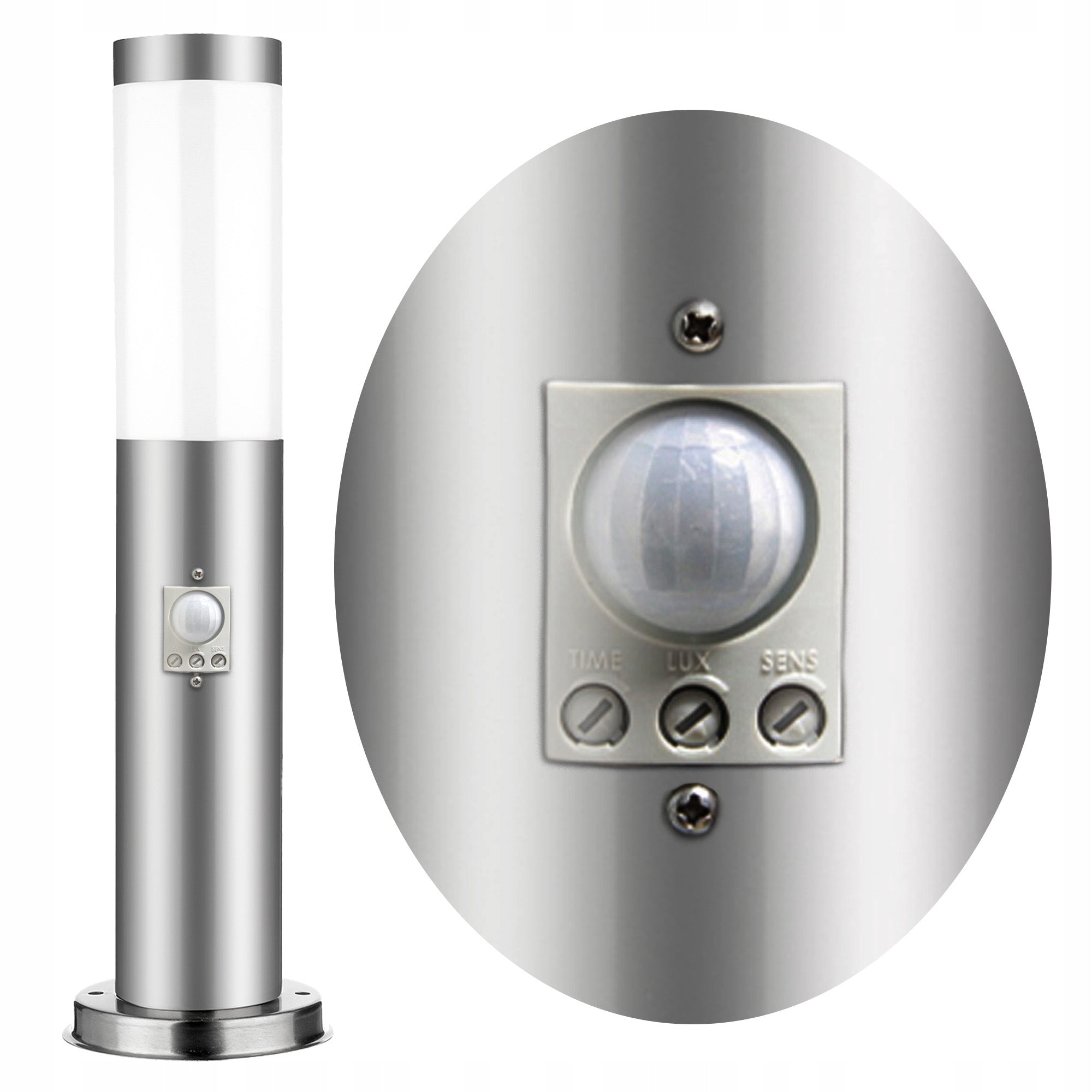 Garden Lamp Standing Post for LED E27 Outdoor 45 cm Motion Sensor Color silver