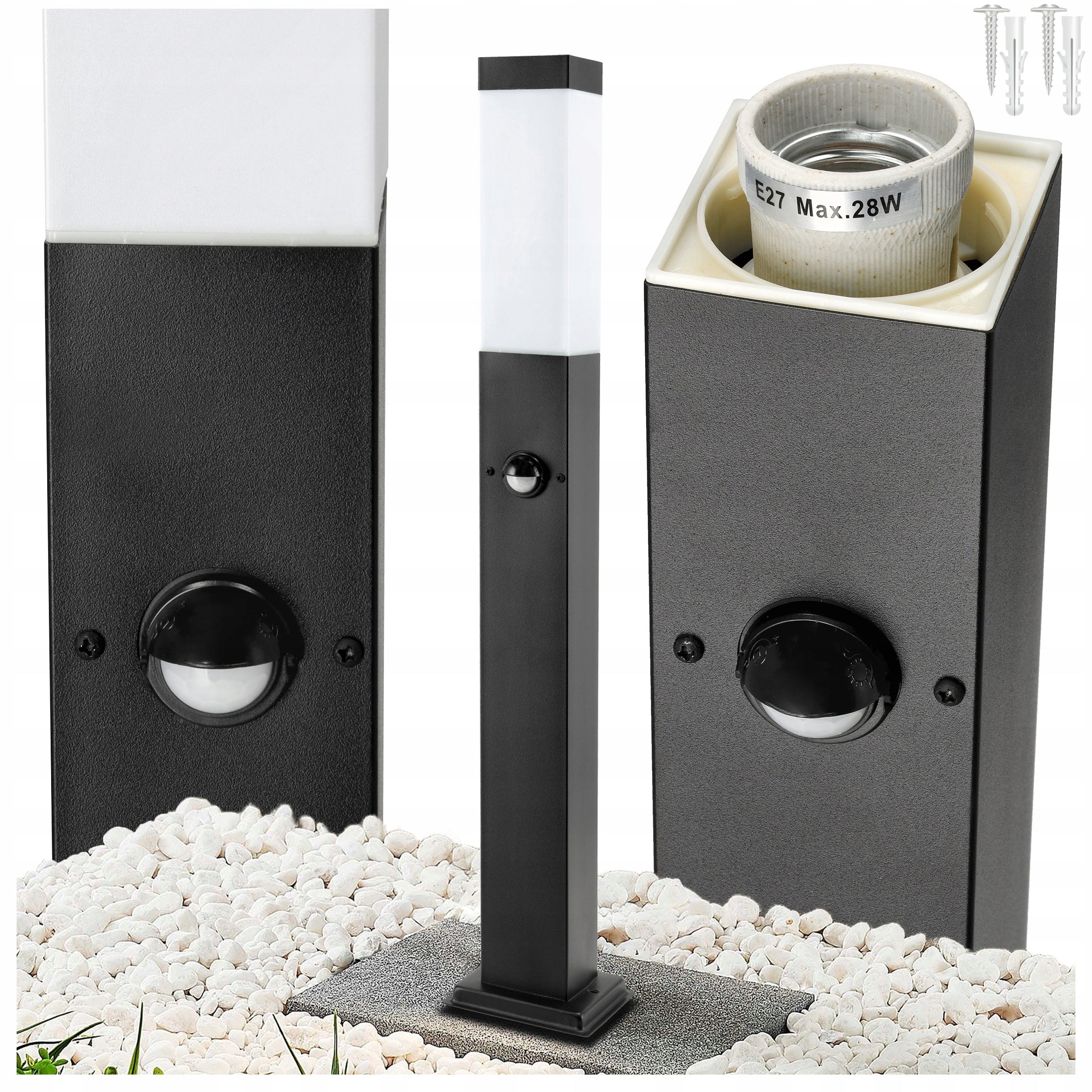Garden Lamp With PIR Motion Sensor Standing LED Garden Post 60cm E27