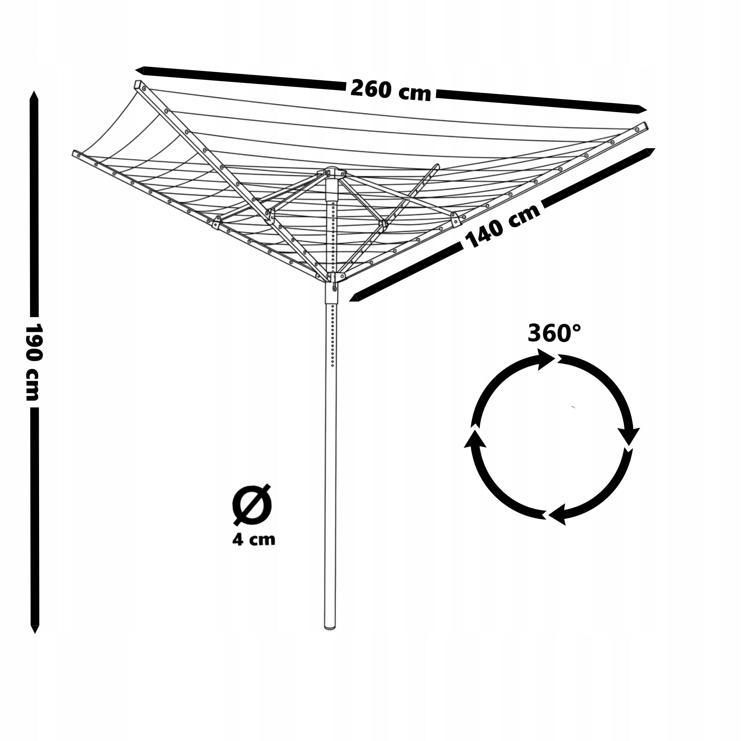 Garden Laundry Dryer Rotating XXL 60m Outdoor Cover Packaging status original
