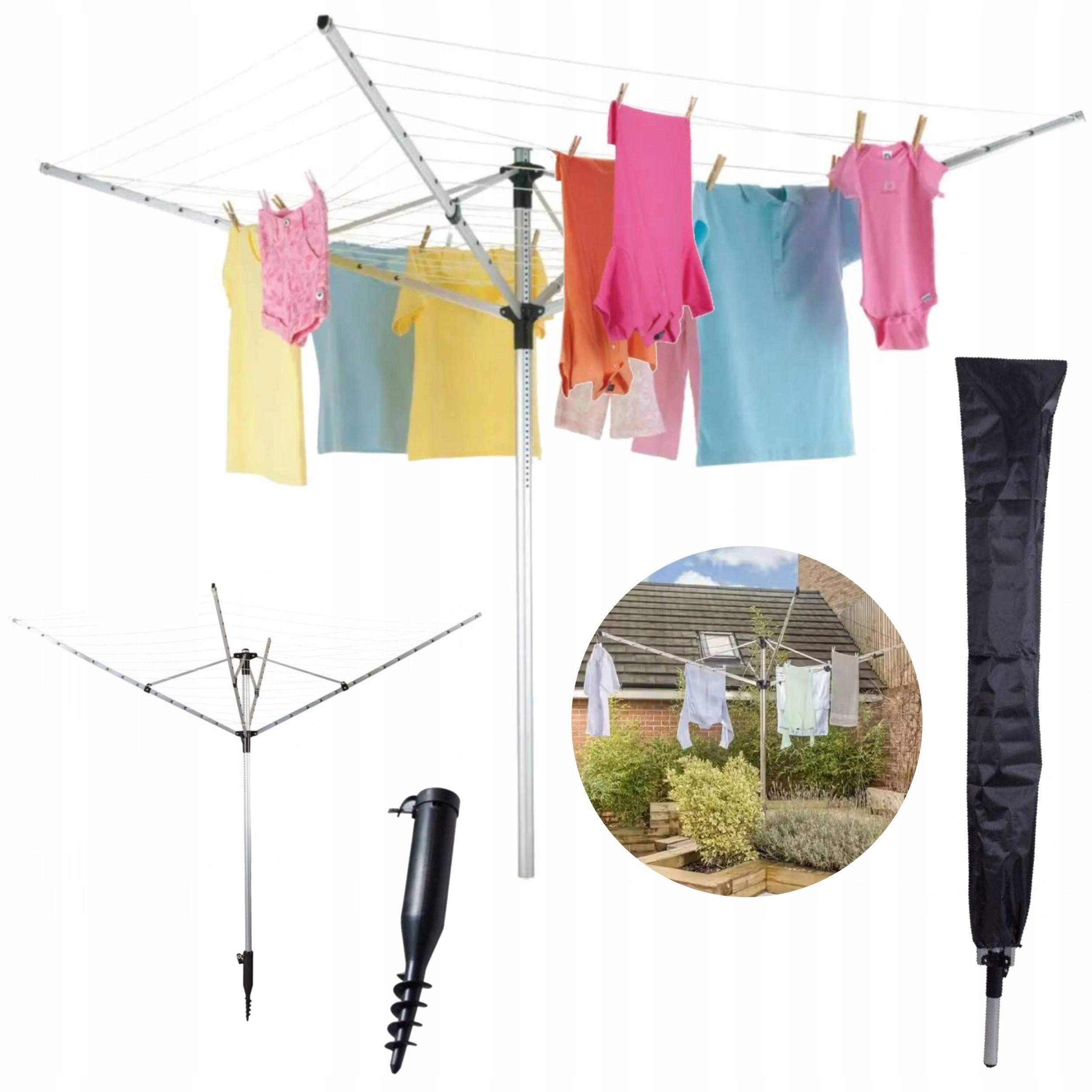 Garden Laundry Dryer Rotating XXL 60m Outdoor Cover