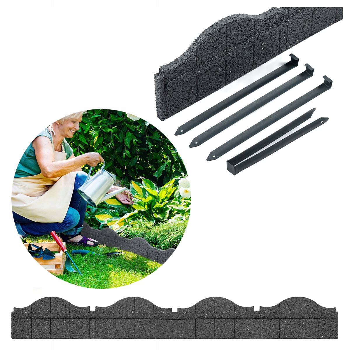 Garden Lawn edging 118cm Fence Palisade Frost-resistant Flexible EAN (GTIN) 5903104902179