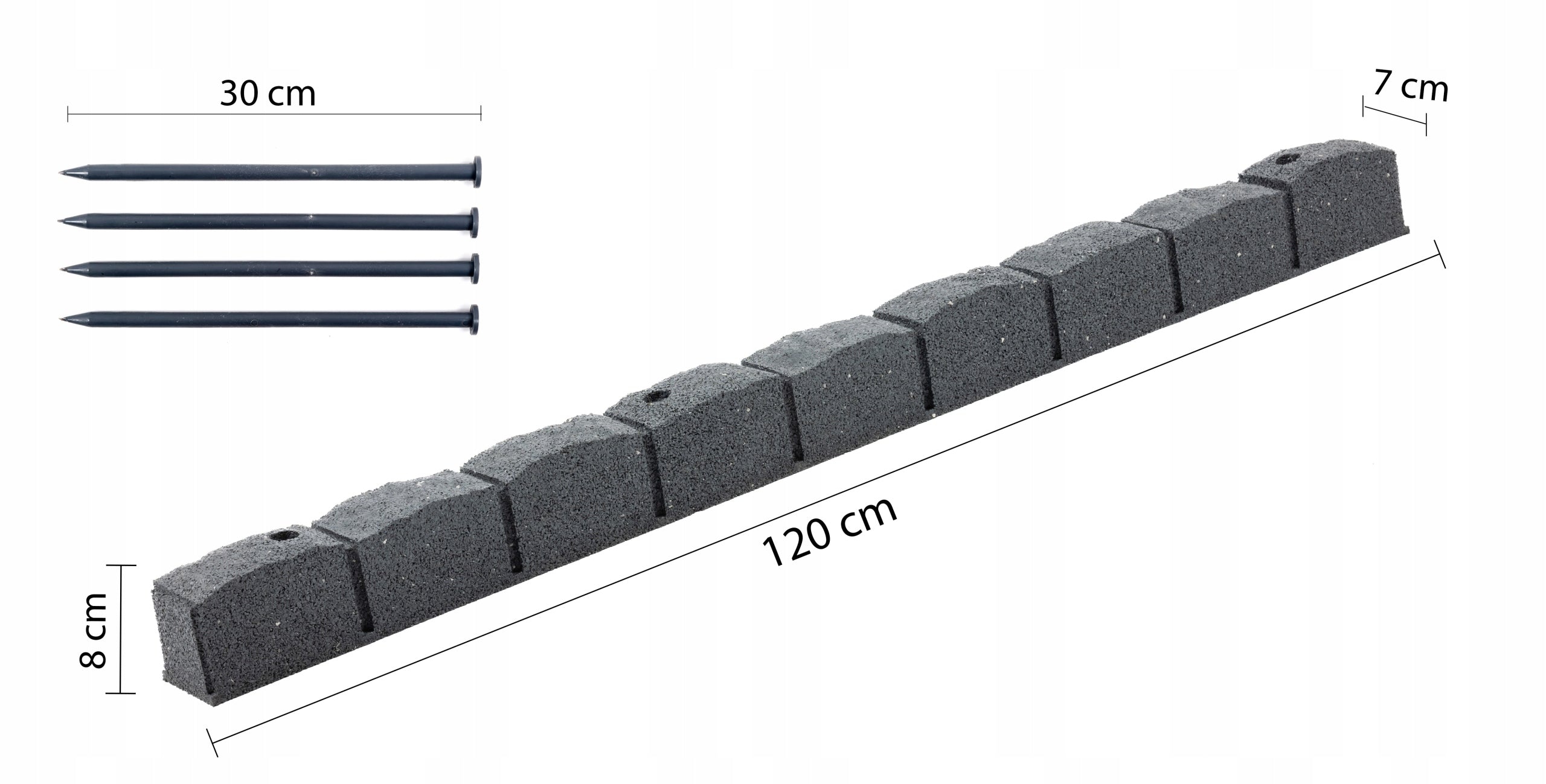 Garden Lawn edging 4,8m Palisade Cube Massive Border Curb Color gray