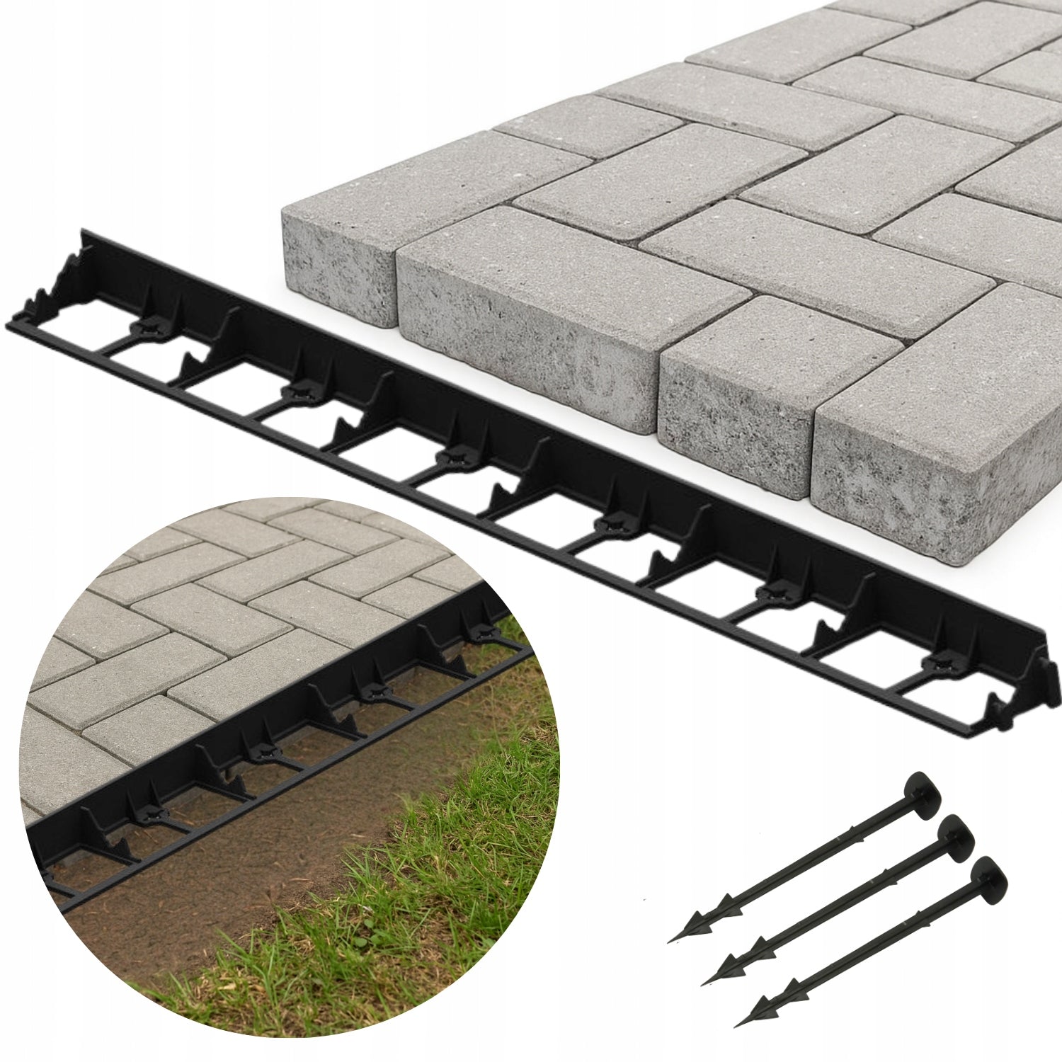 Garden Lawn edging 7,8cm Palisade Border 78mm 20m +100 studs Packaging status original