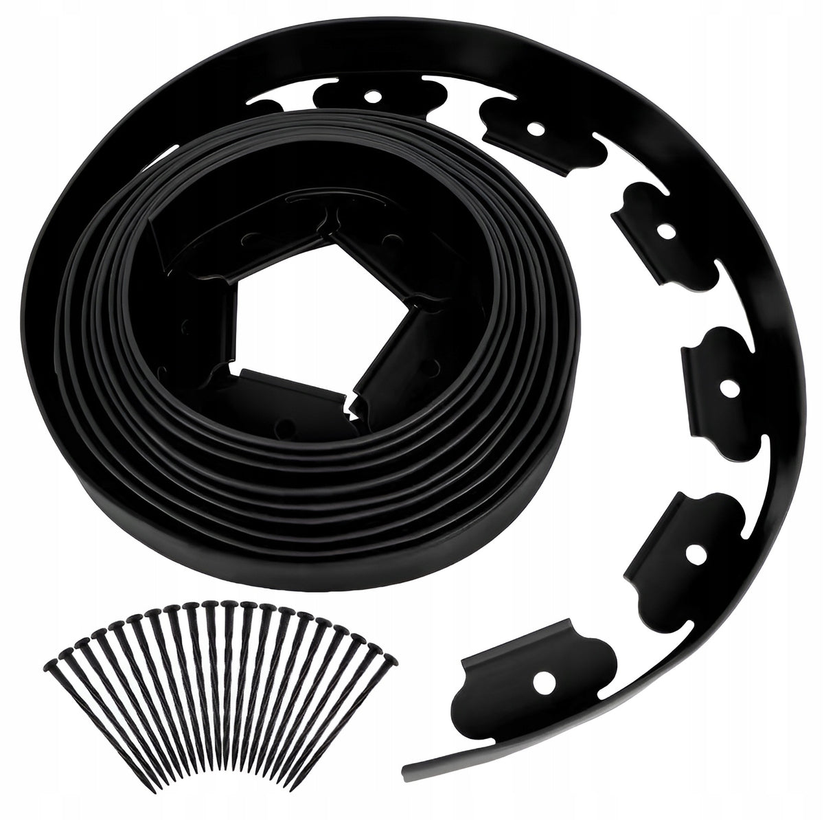Garden Lawn edging Palisade 4cm x 10m Border Set Black + Anchors