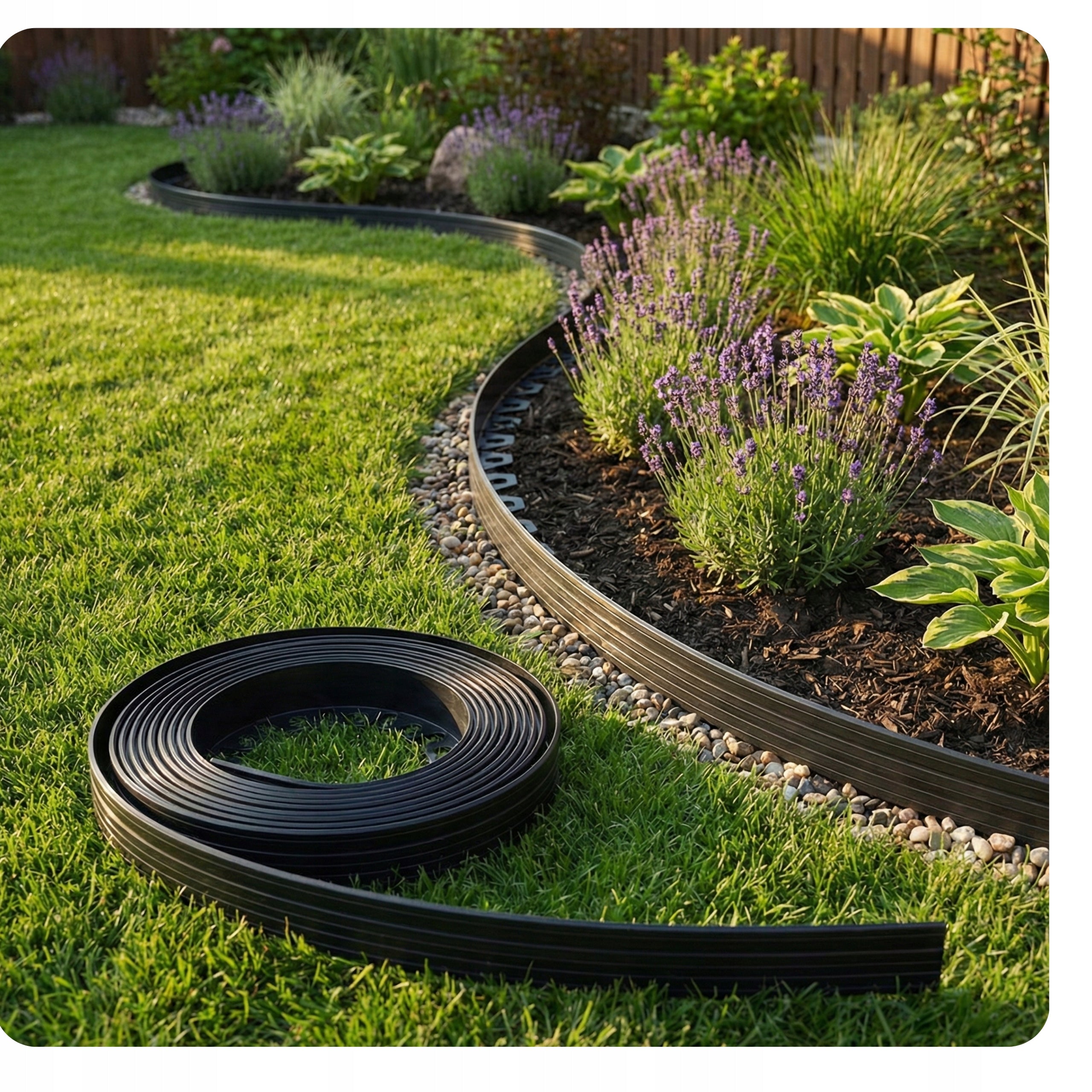 Garden Lawn edging Palisade High Flexible 30 m + 60 HDPE Anchors Length 3000 cm