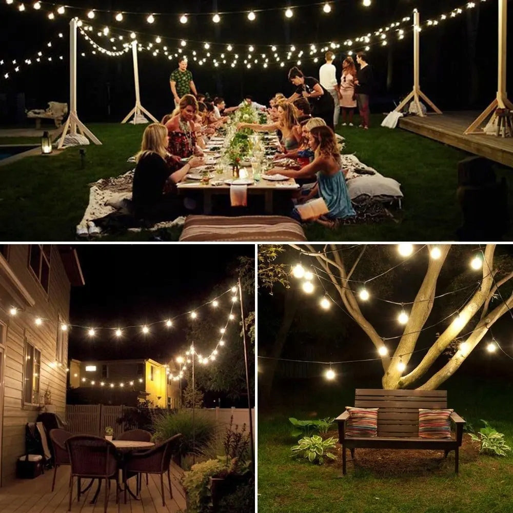 Garden Light Garland 20m 36xLED E12 G40 Remote Control Dimmable IP44 Timer Power supply mains