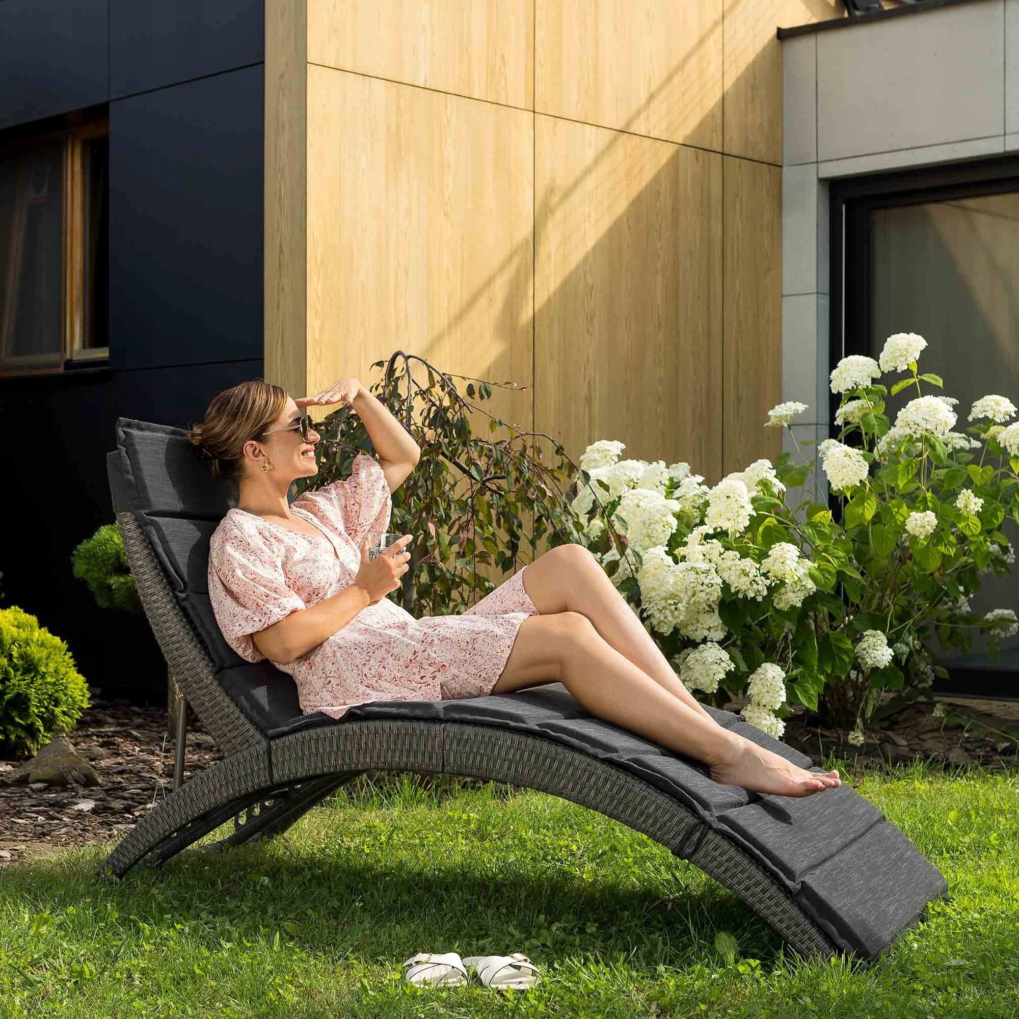 Garden Lounger Adjustable Folding Couch Adjustable Technorattan Terrace Brand di volio