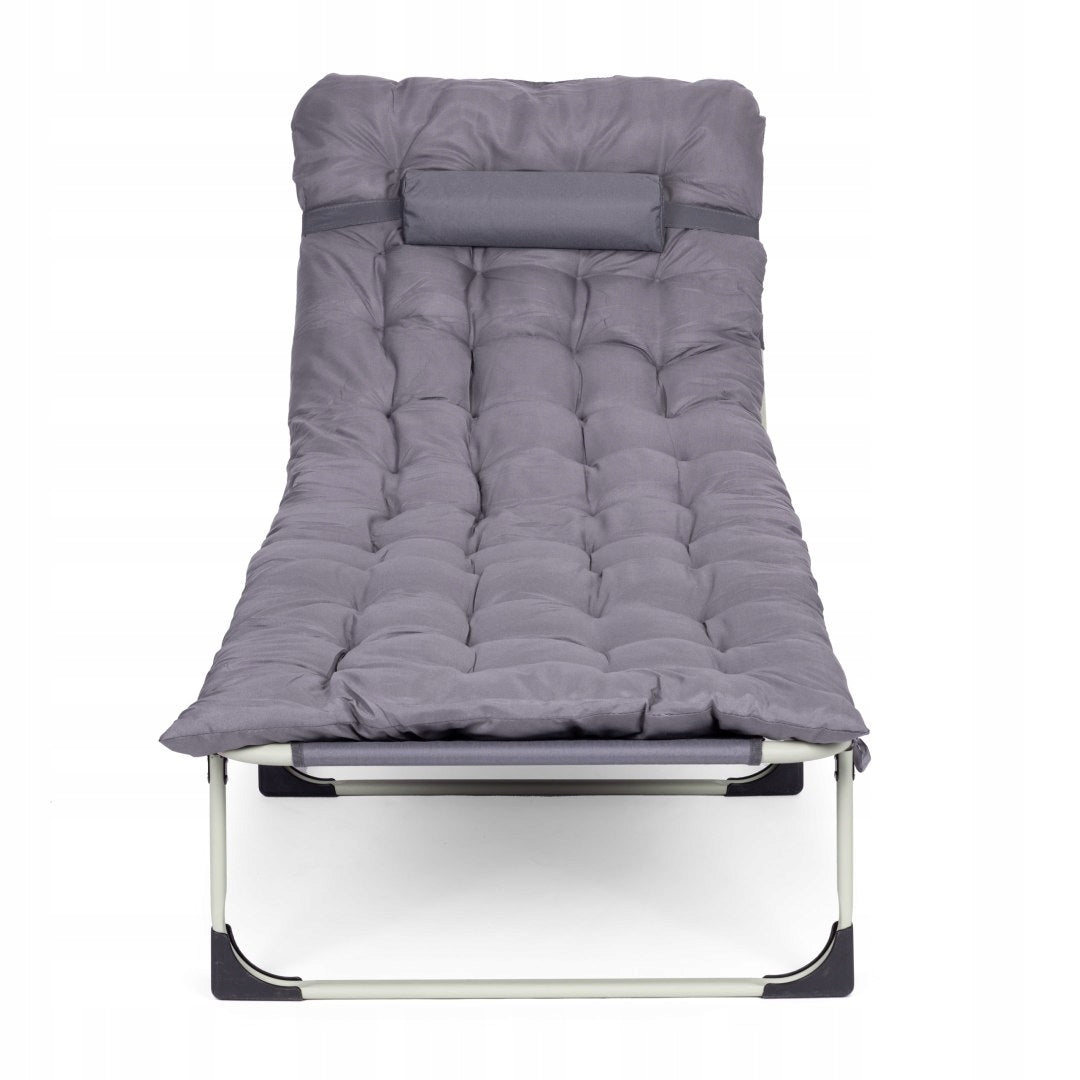 Garden Lounger Couch Fishing Field Bed Folding With Mattress Grey Manufacturer code Wędkarski Składany Z Materacem Szary