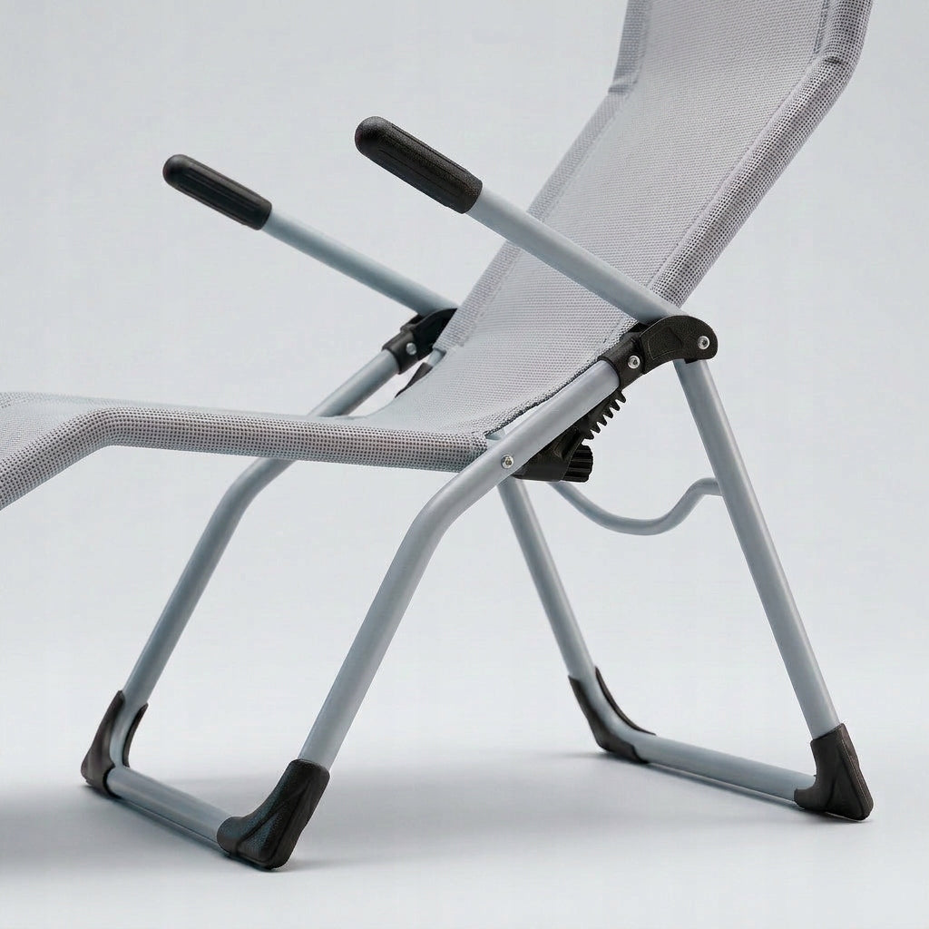 Garden Lounger Profiled Folding LIGHT GREY S-Curve Texteline YS-30 Brand IDEAL