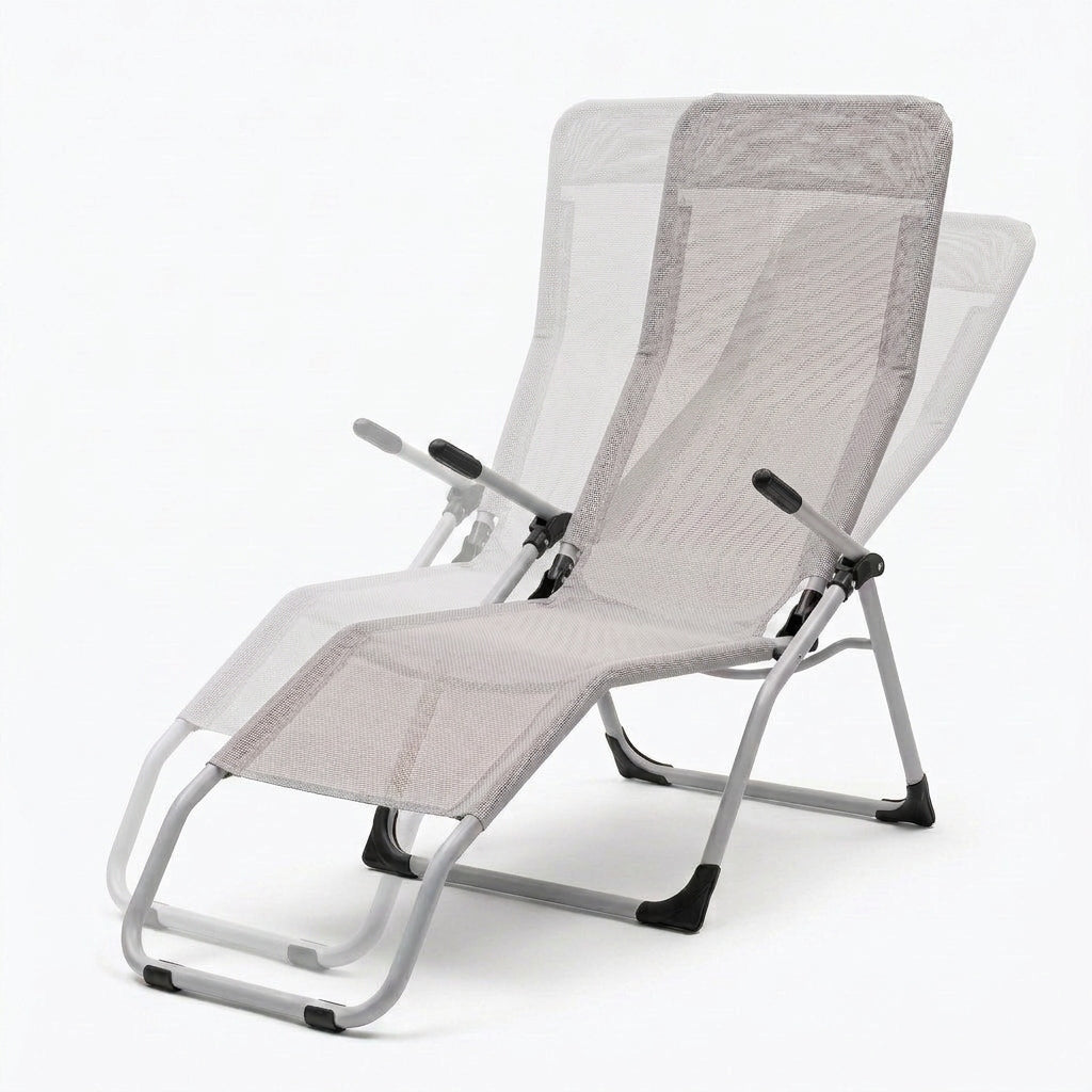 Garden Lounger Profiled Folding LIGHT GREY S-Curve Texteline YS-30 Manufacturer code IdealGarden