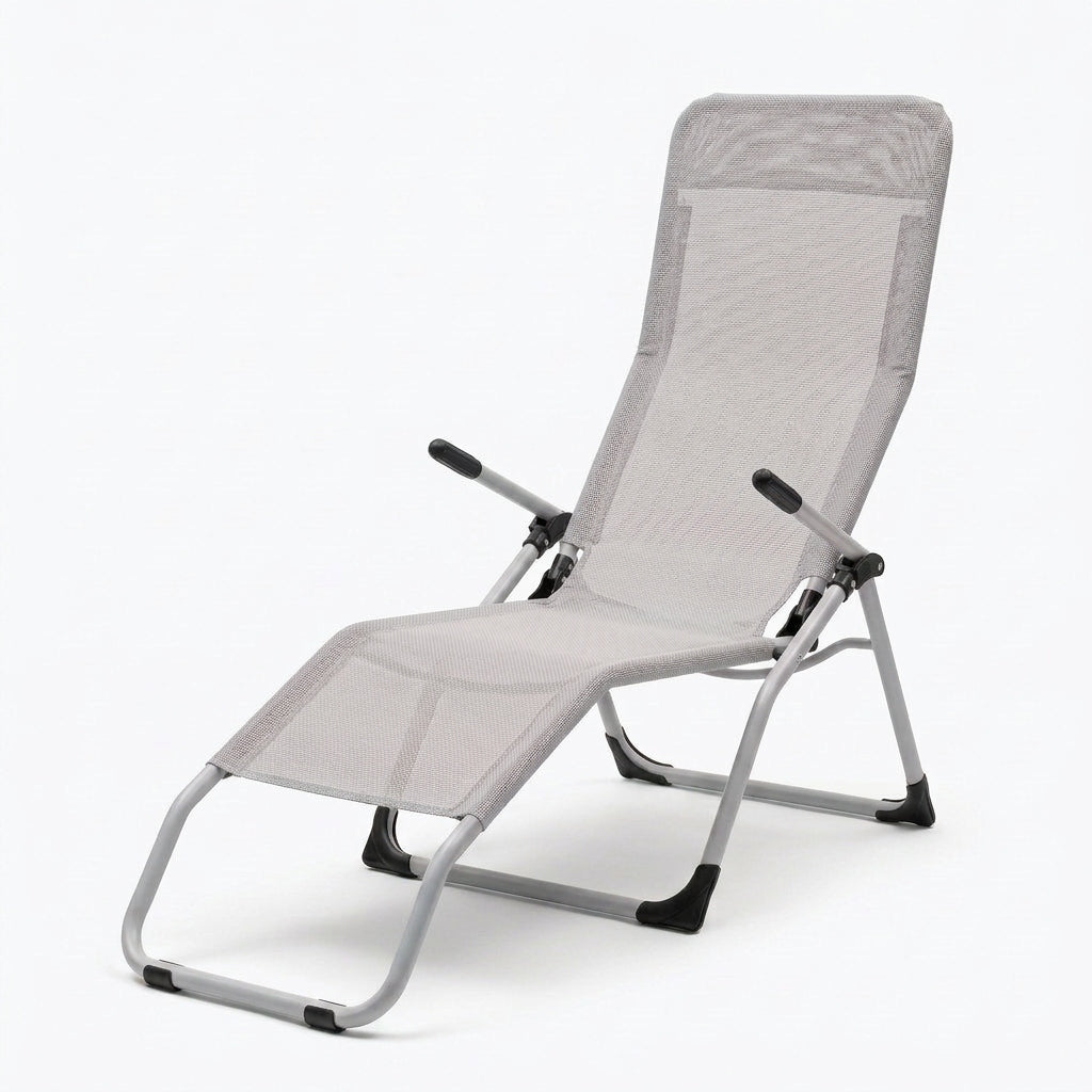 Garden Lounger Profiled Folding LIGHT GREY S-Curve Texteline YS-30 Packaging status original