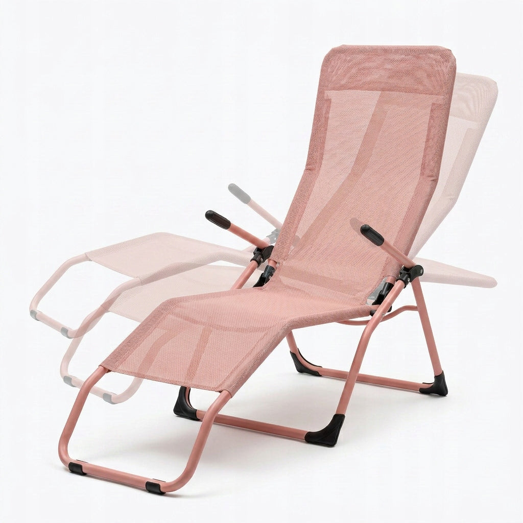 Garden Lounger Profiled Folding PINK S-Curve Texteline YS-30 Brand IDEAL