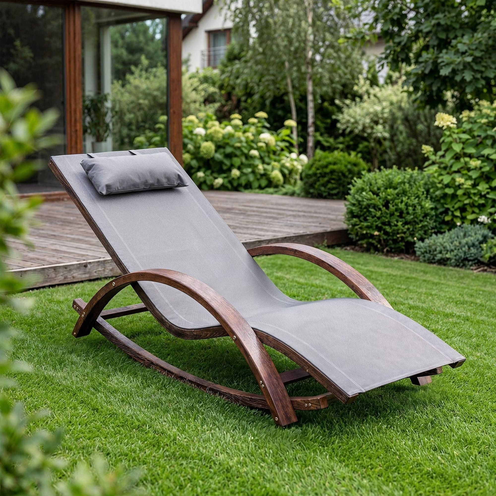 Garden Lounger Terrace Wooden Garden Lounger with Balcony Cushion Kind sunbed