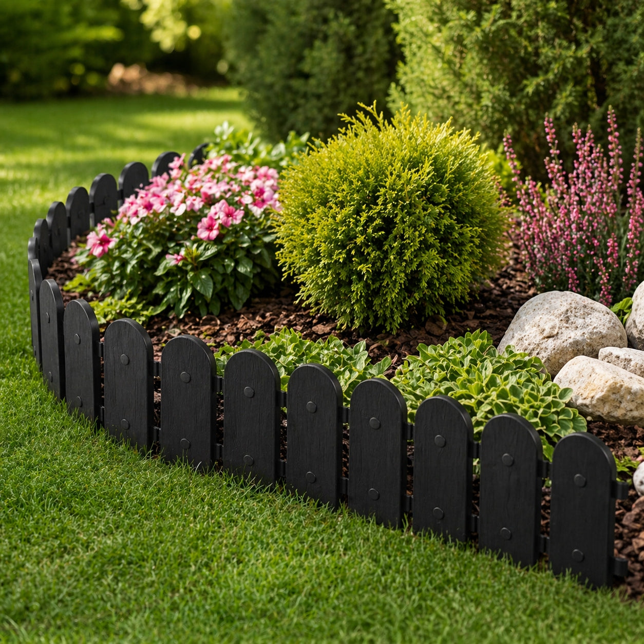 Garden Palisade 240cm Black + Anchors Lawn Fence Discount Rim Manufacturer code czarny P40
