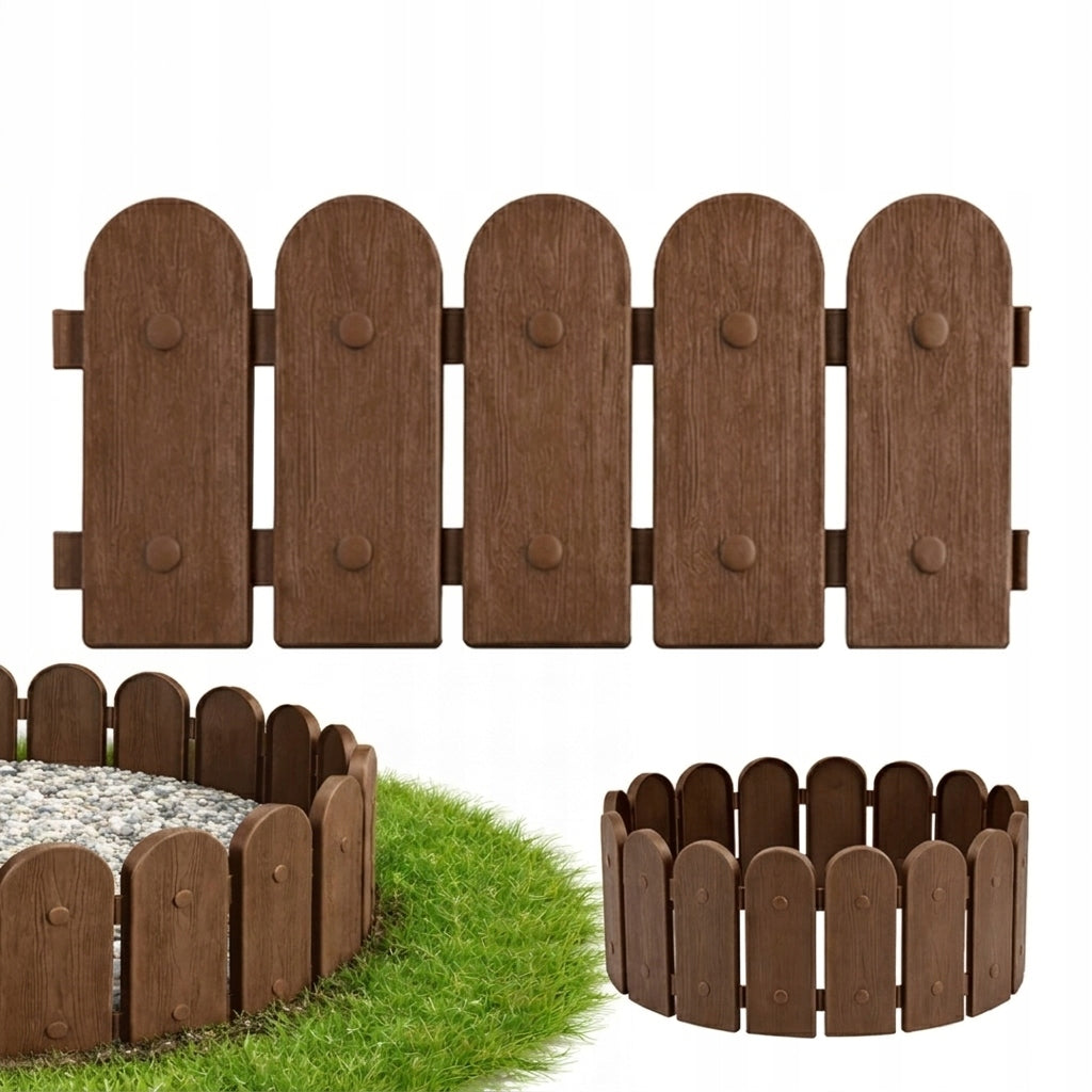 Garden Palisade 240cm Lawn Fence Brown edging + Anchors