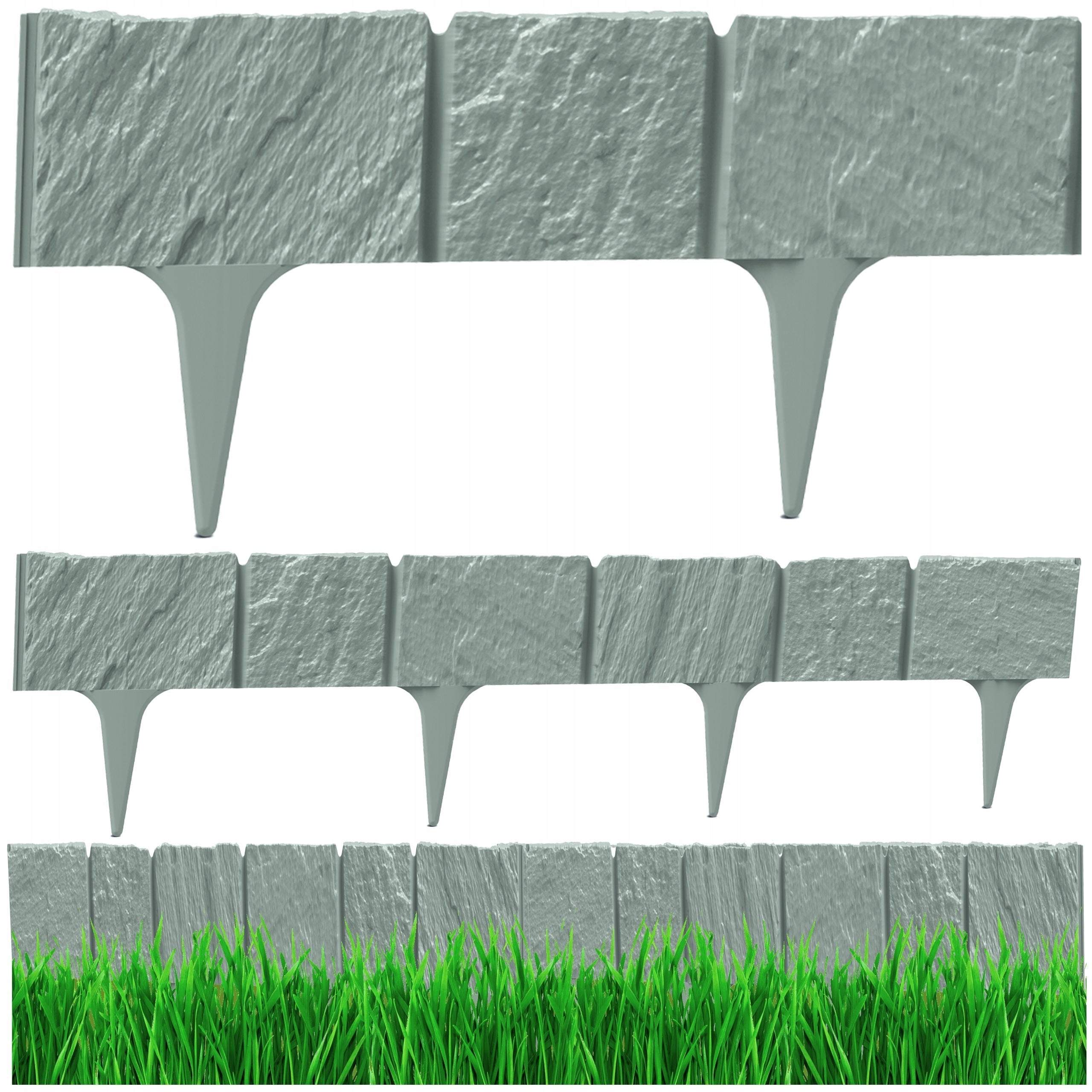 Garden Palisade 390 cm Wide Stone Lawn edging Garden Grey
