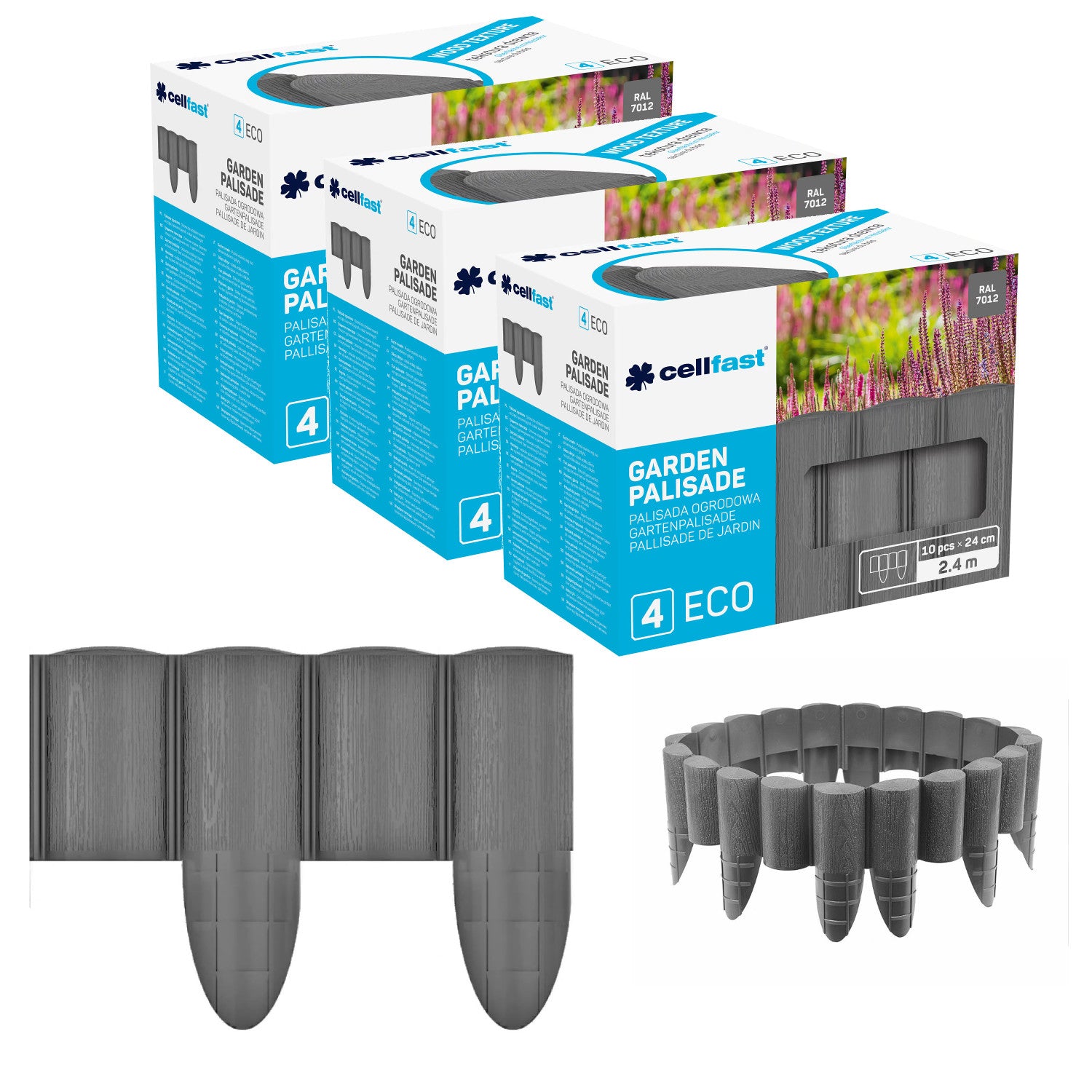 Garden Palisade Curb Plastic Wood Effect Cellfast 7,2m Graphite