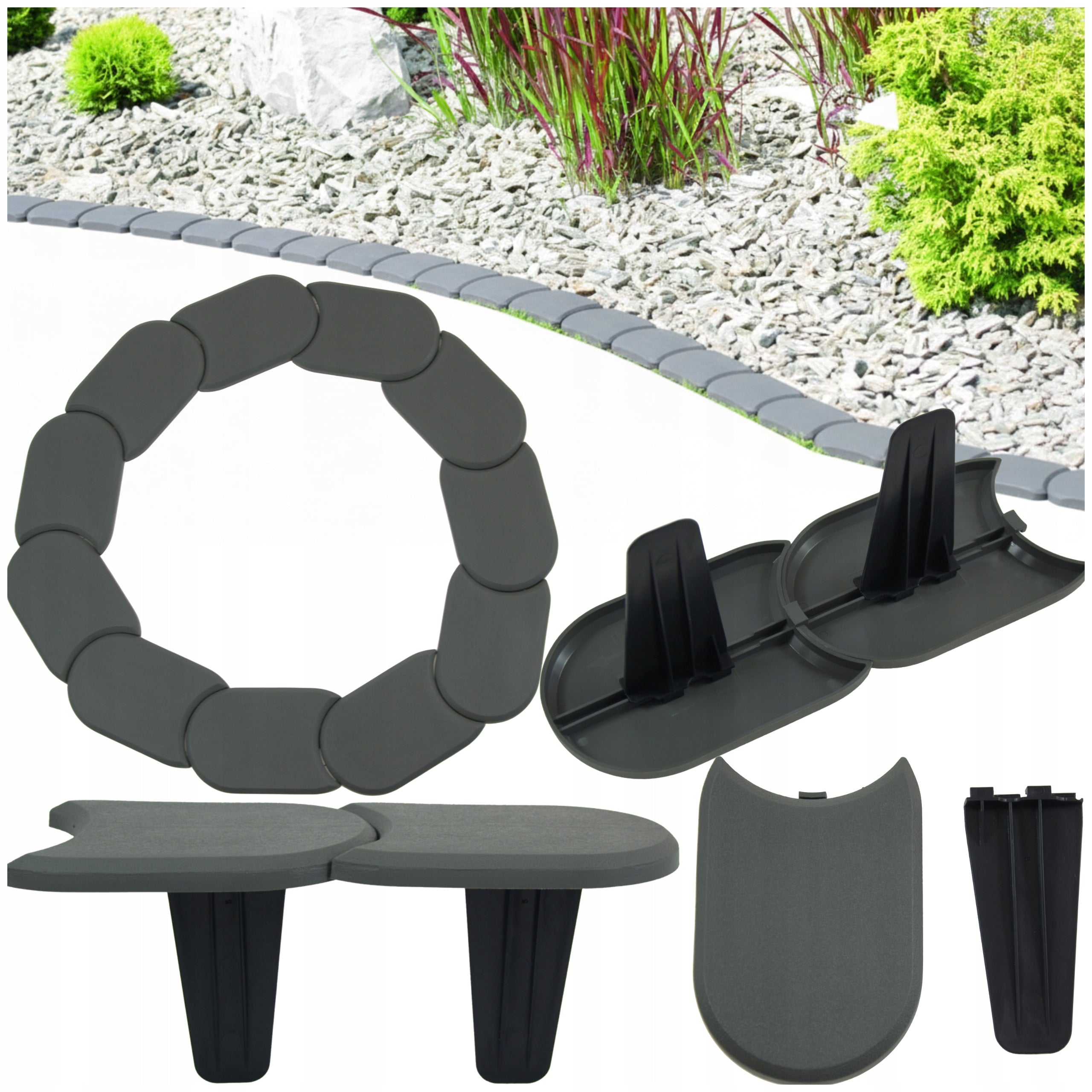 Garden Palisade Garden Edging Wide Low Grey Length 380 cm Packaging status original