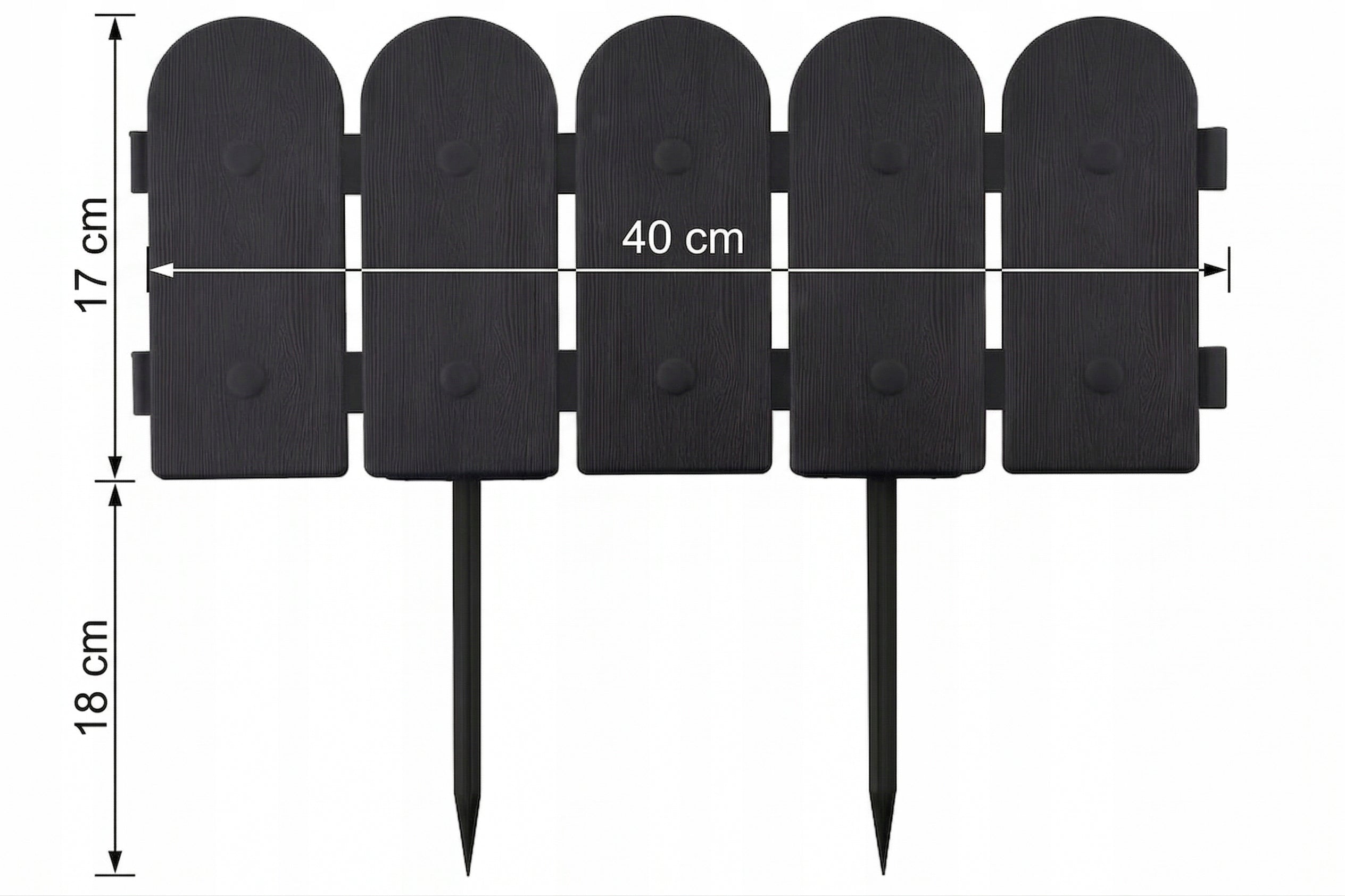 Garden Palisade Lawn Fence 240cm Black 6 Segment PP Manufacturer code P40(czarny)
