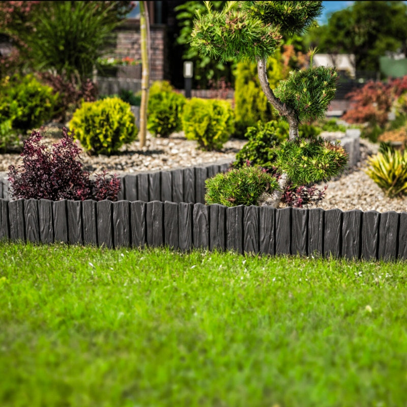 Garden Palisade WOOD 406 cm - Black edging Lawn fence Packaging status original