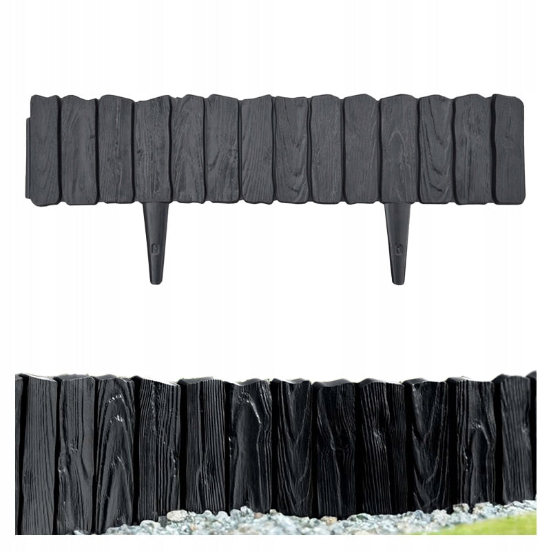 Garden Palisade WOOD 406 cm - Black edging Lawn fence