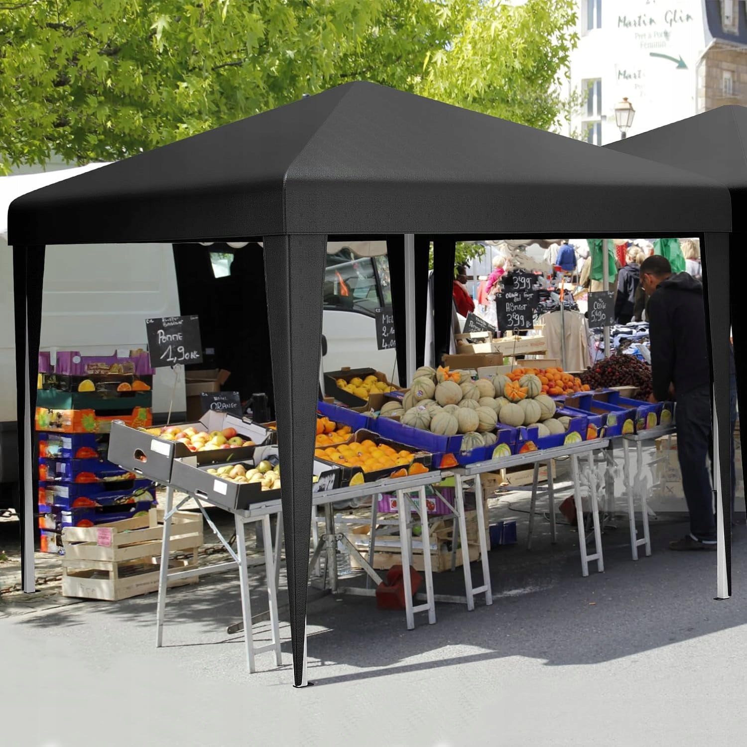 Garden Pavilion Tent Gazebo 3x3m Waterproof Metal Frame Camping Black Manufacturer Balconera