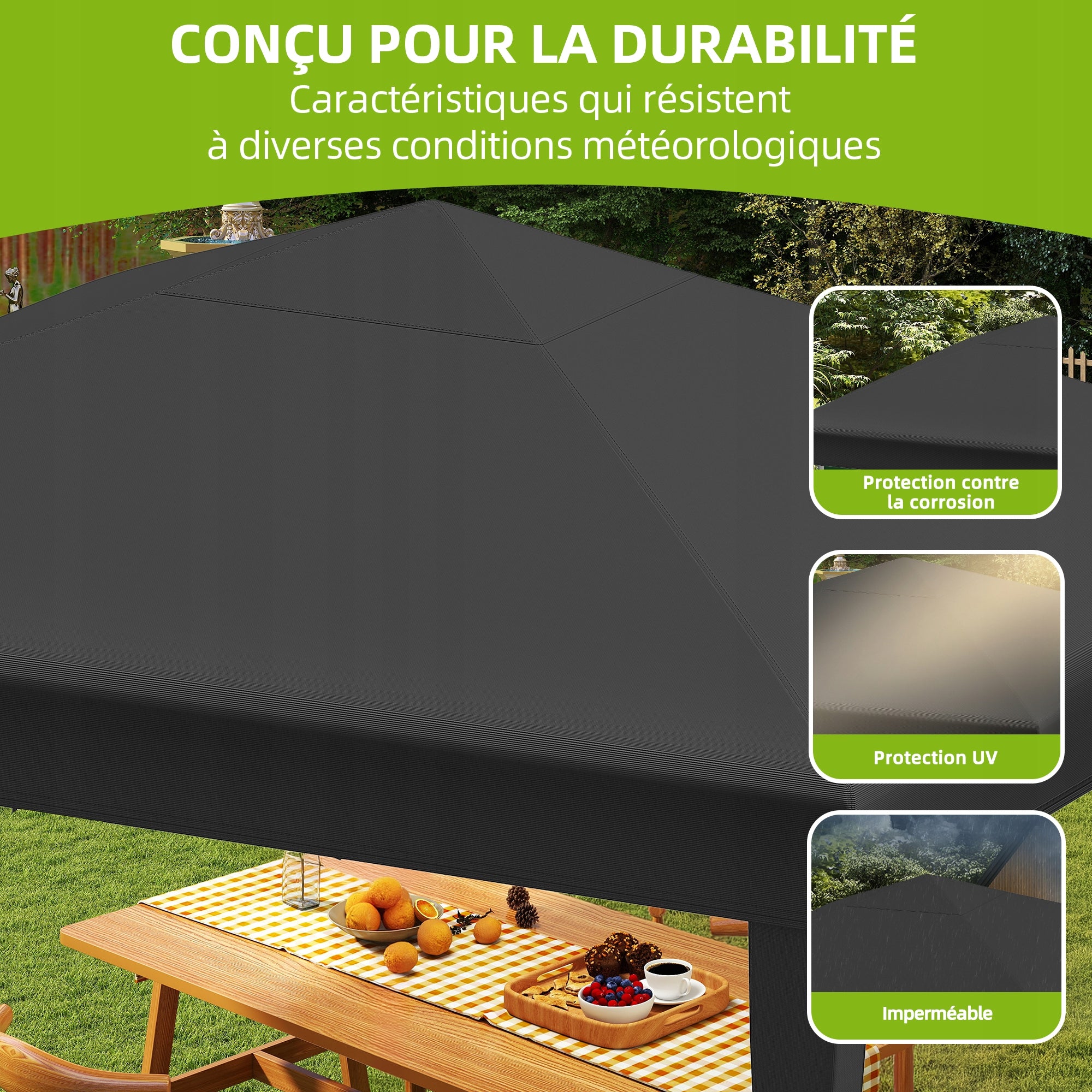 Garden Pavilion Tent Gazebo 3x3m Waterproof Metal Frame Camping Black Type pavilion