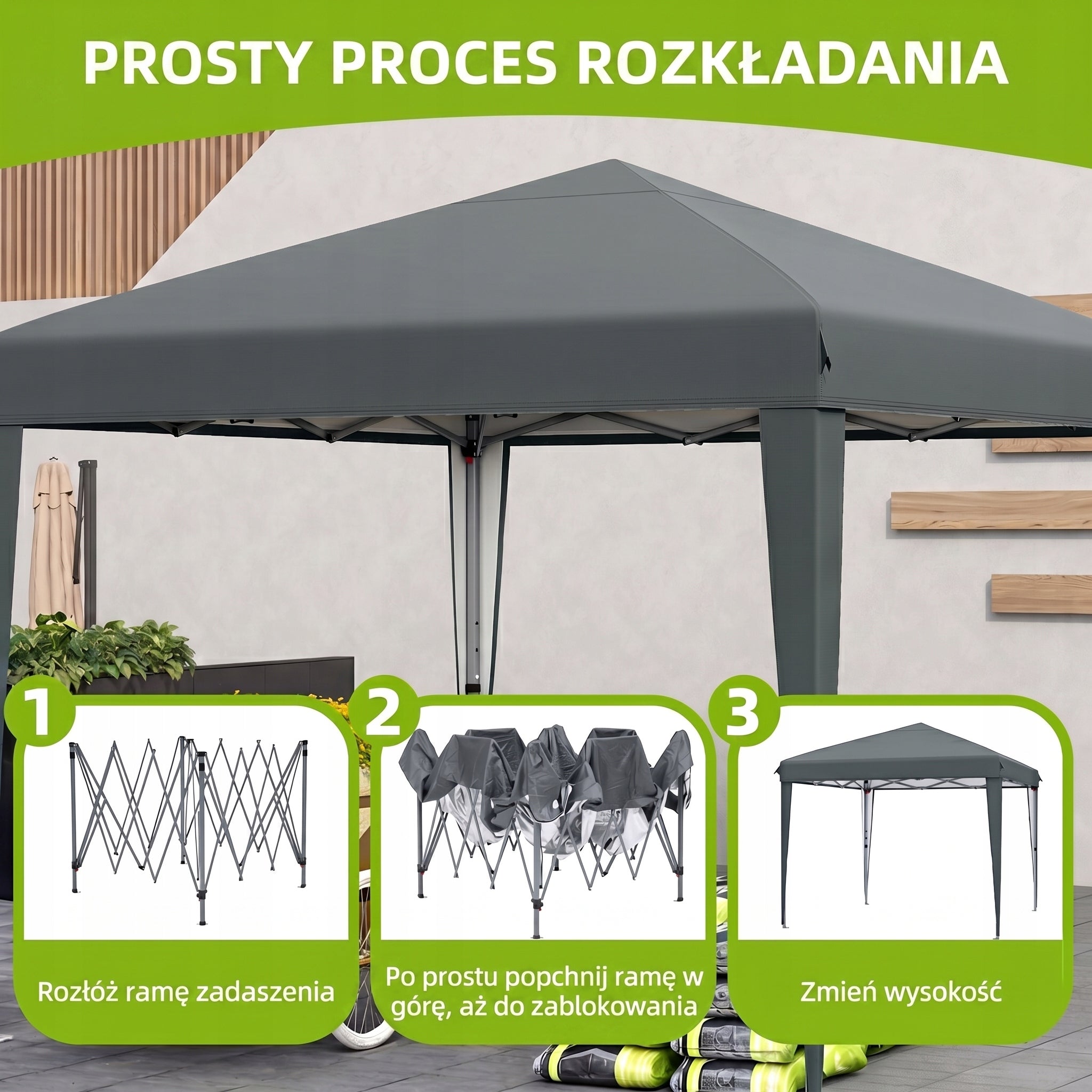 Garden Pavilion Tent Gazebo 3x3m Waterproof Metal Frame Camping Gray Type pavilion
