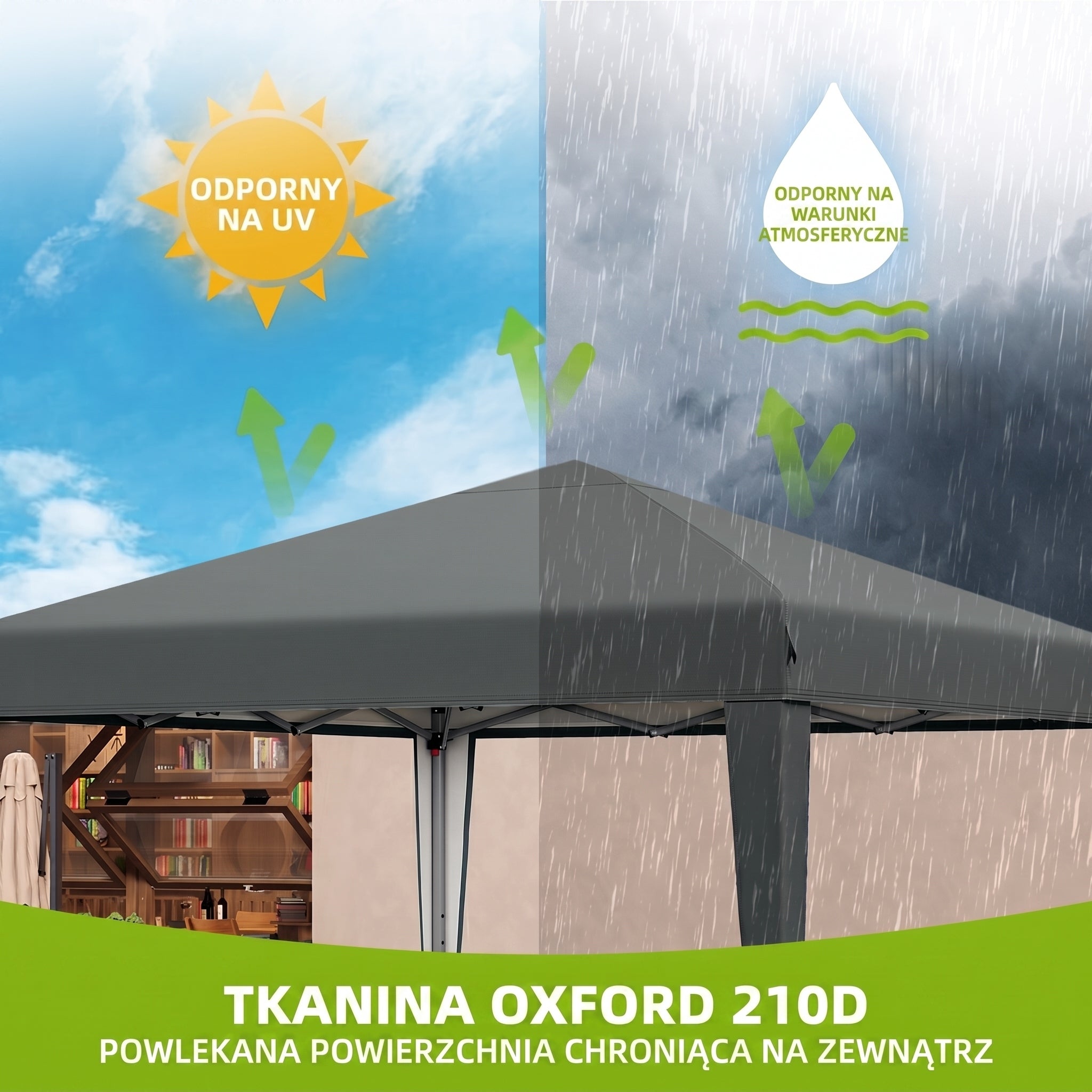 Garden Pavilion Tent Gazebo 3x3m Waterproof Metal Frame Camping Gray Width 3 m