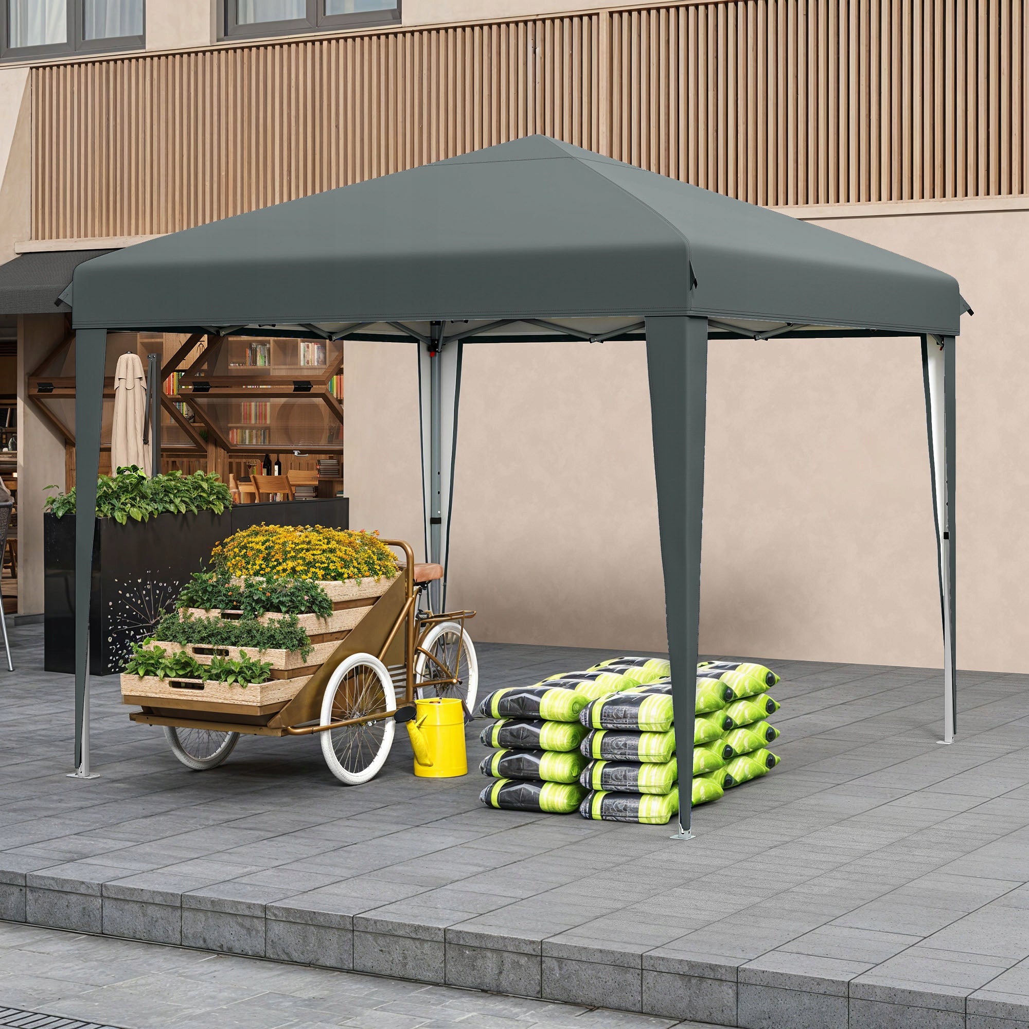 Garden Pavilion Tent Gazebo 3x3m Waterproof Metal Frame Camping Gray